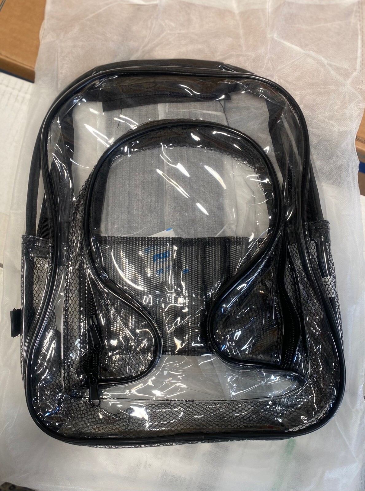 Standard Transparent / Clear Backpack in Black trim & strap