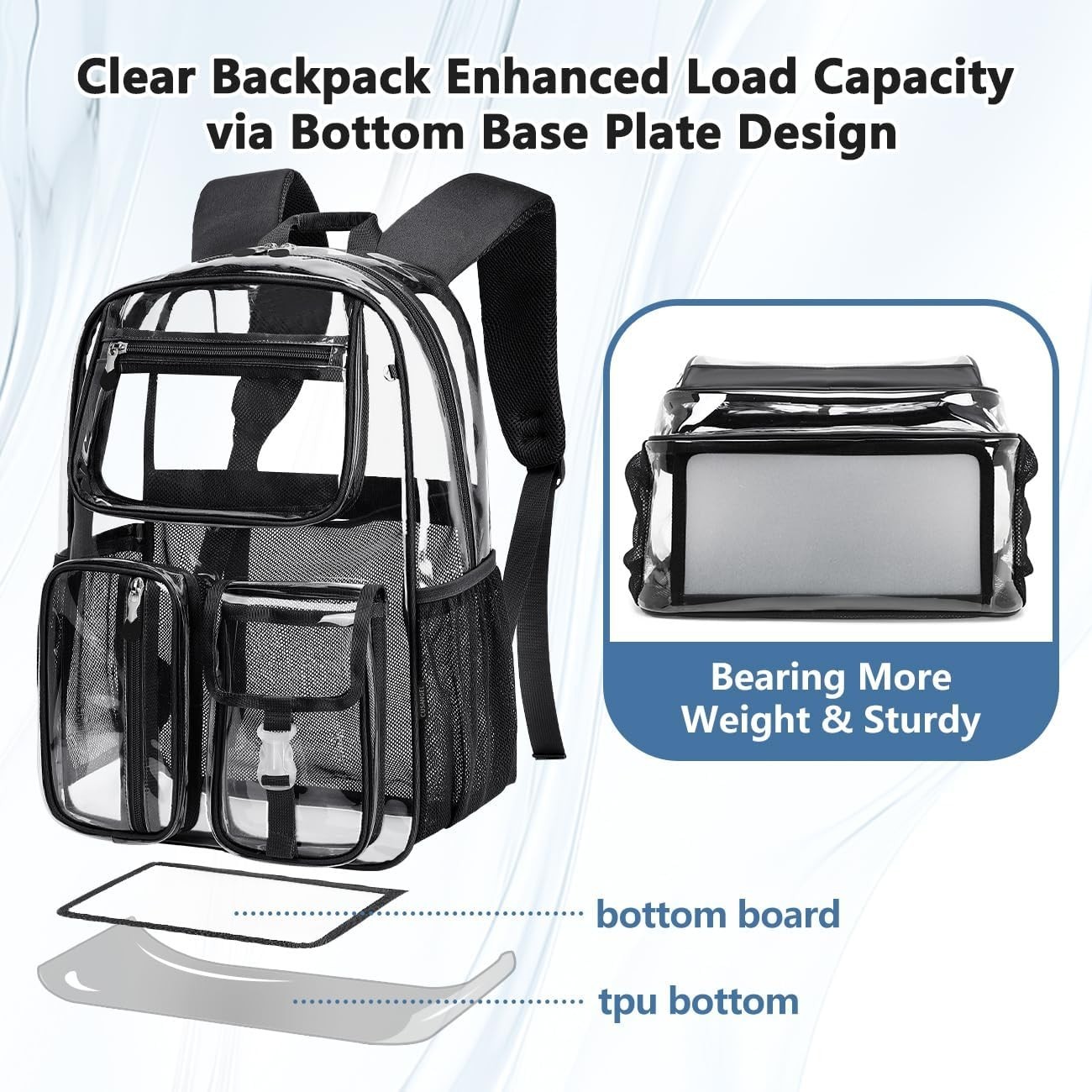 Heavy Duty Clear Backpack Clear Bookbag,Stadium Backpack 16 X11 X5Inch TPU Large