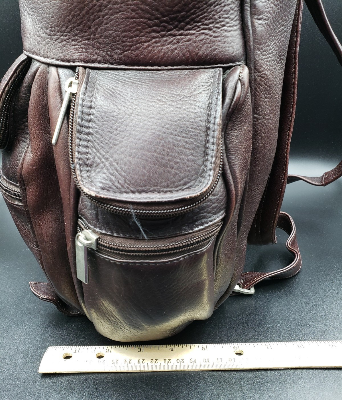WILSONS LEATHER “Large Chocolate Brown Zippered Backpack” Adjustable Straps