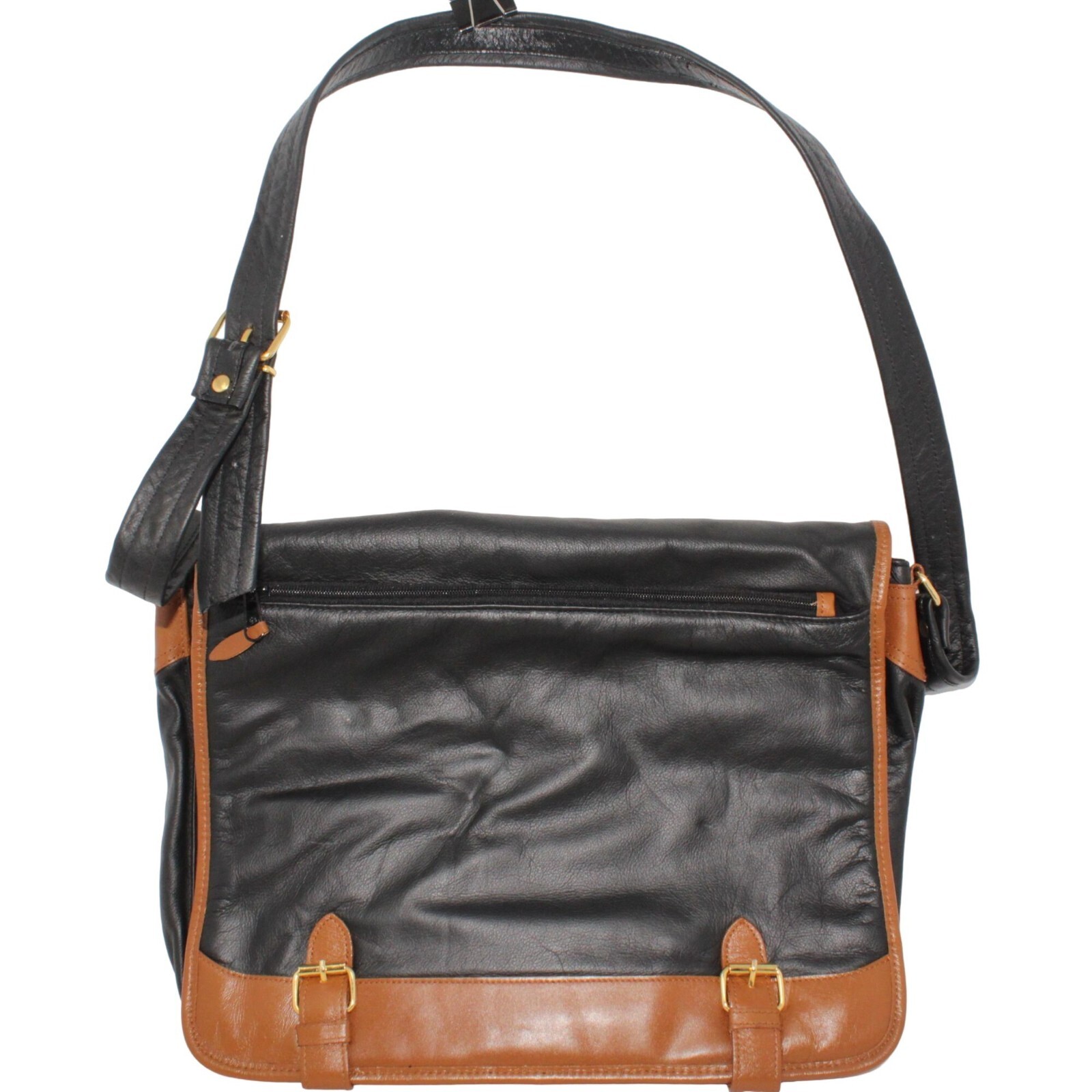 Faux Leather Laptop Business Messenger Bag Black Brown Adjustable Strap Travel