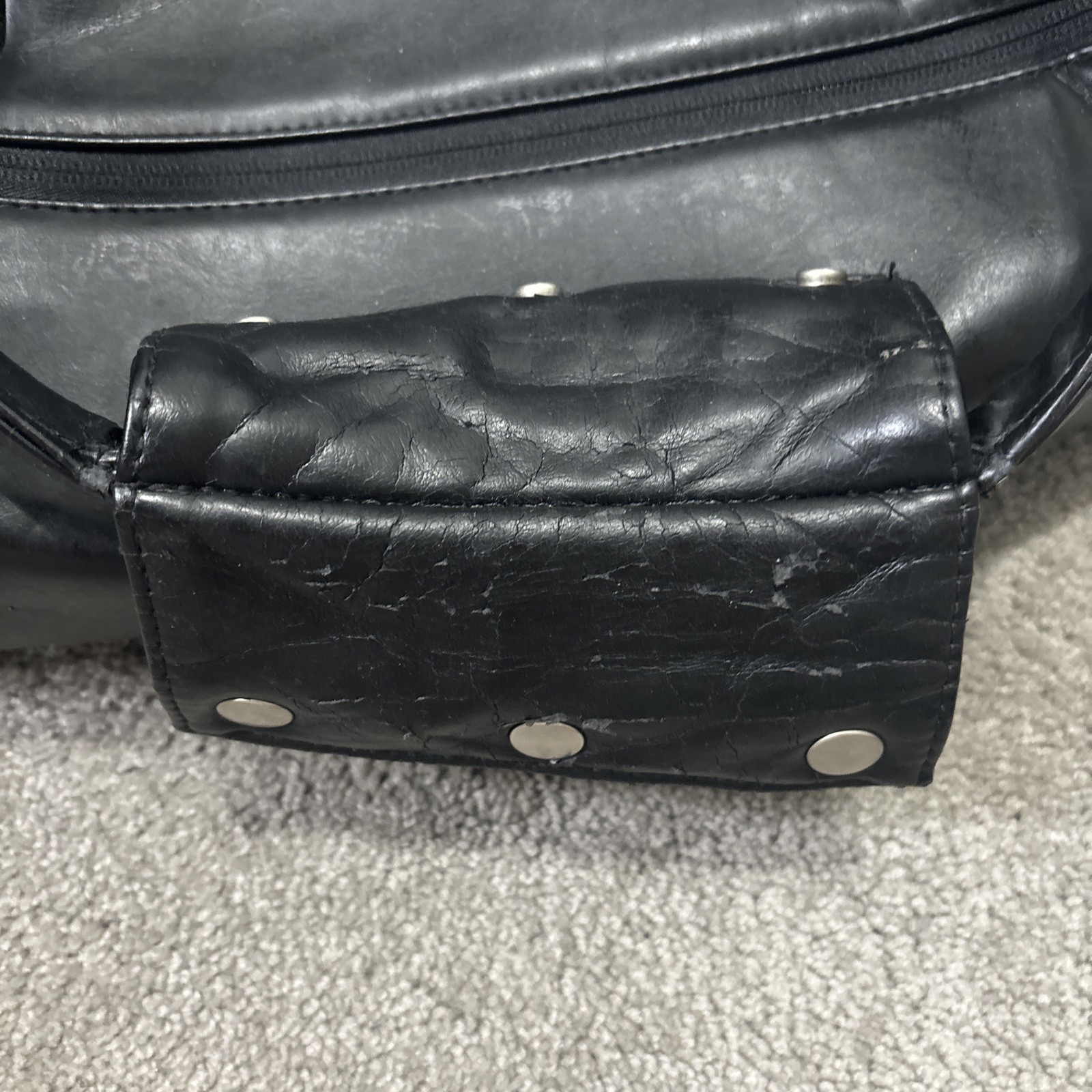 VTG Leather Nike Golf Weekender Duffel Bag Black Large