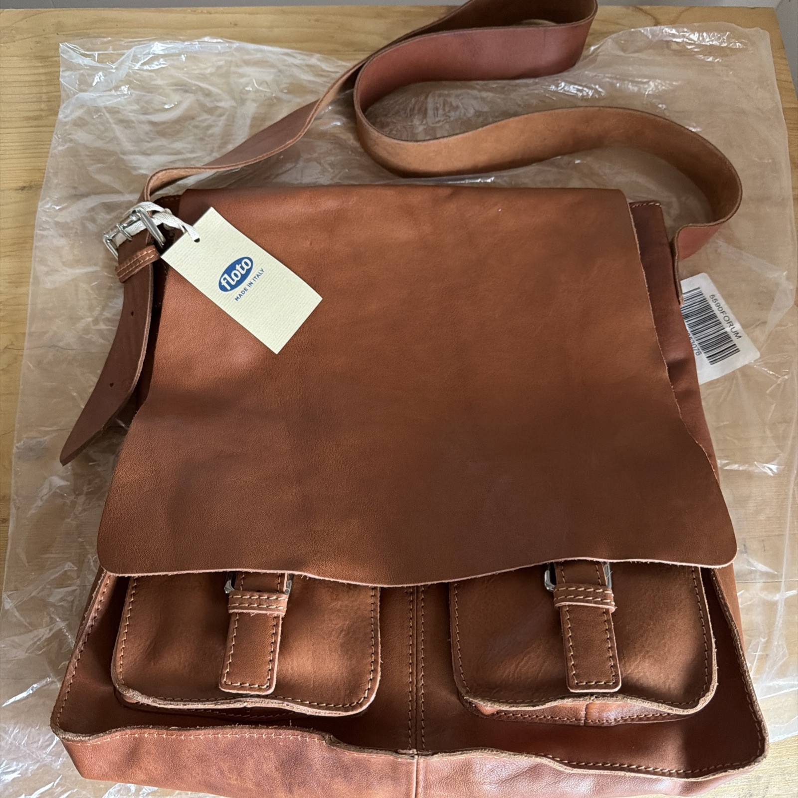 Floto Brown Leather Messenger Bag New With Tags Brown Solid Leather