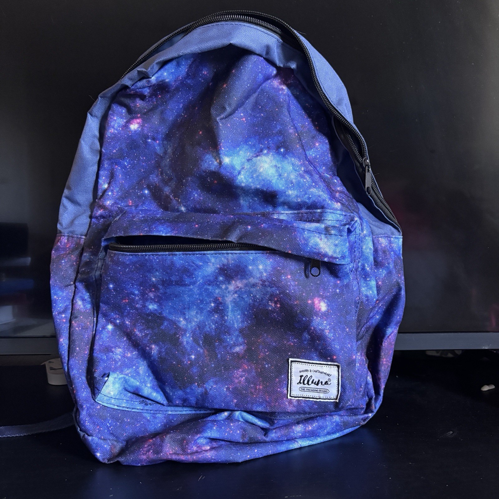 Galaxy Print Backpack Blue/Purple Laptop Bag Travel Bag School Bag for Women Men
