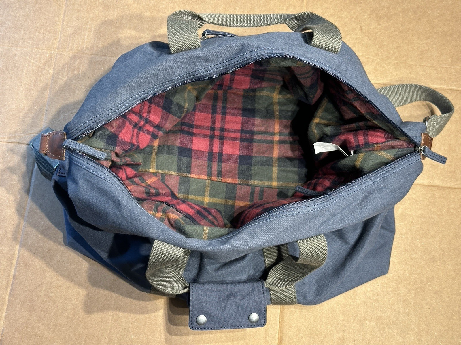 Vintage LL Bean Field Canvas Duffel Weekend Bag Navy Shoulder Strap Bag USED