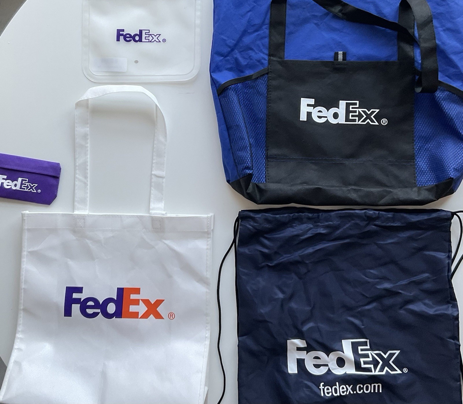 NEW Lot of FedEx Bag Tote Drawstring Backpack Back Pack PEVA Clear Pouch Travel