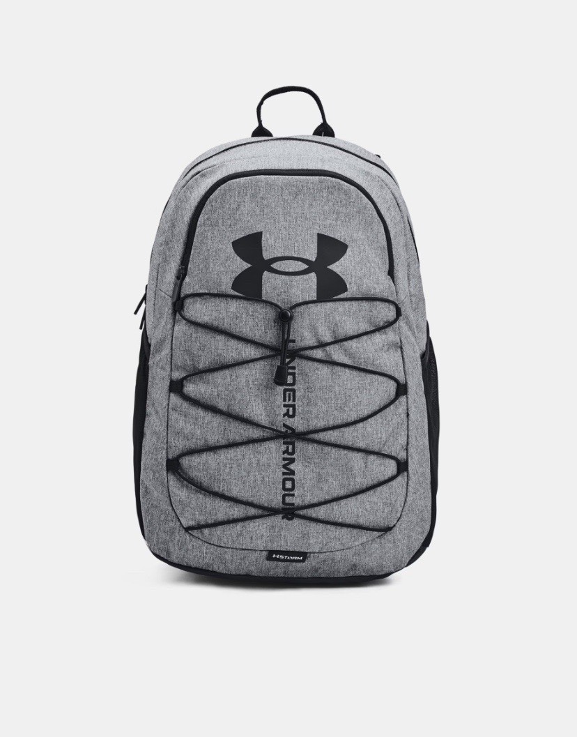 Under Armour Unisex Hustle Sport Backpack. Pitch Gray Medium Heather-Black. NWT.