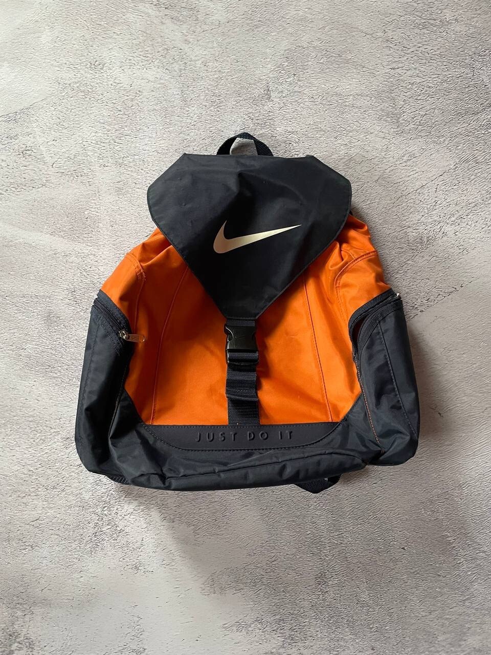 Nike Vintage Backpack Drawstring 90s Orange Dark Navy