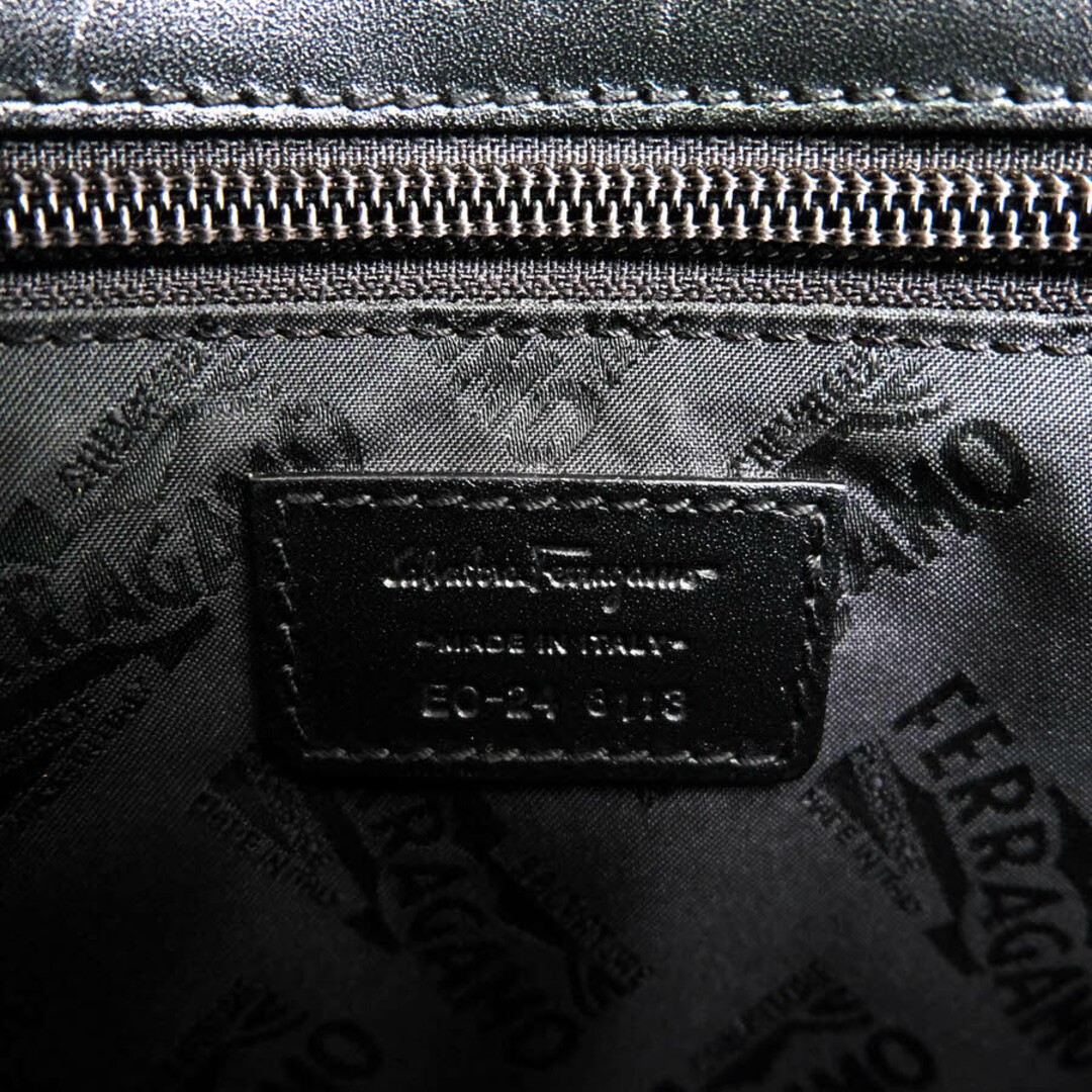 Ferragamo Men’s Business Second Clutch Bag Black Leather Flip-style 26x19x6.5cm