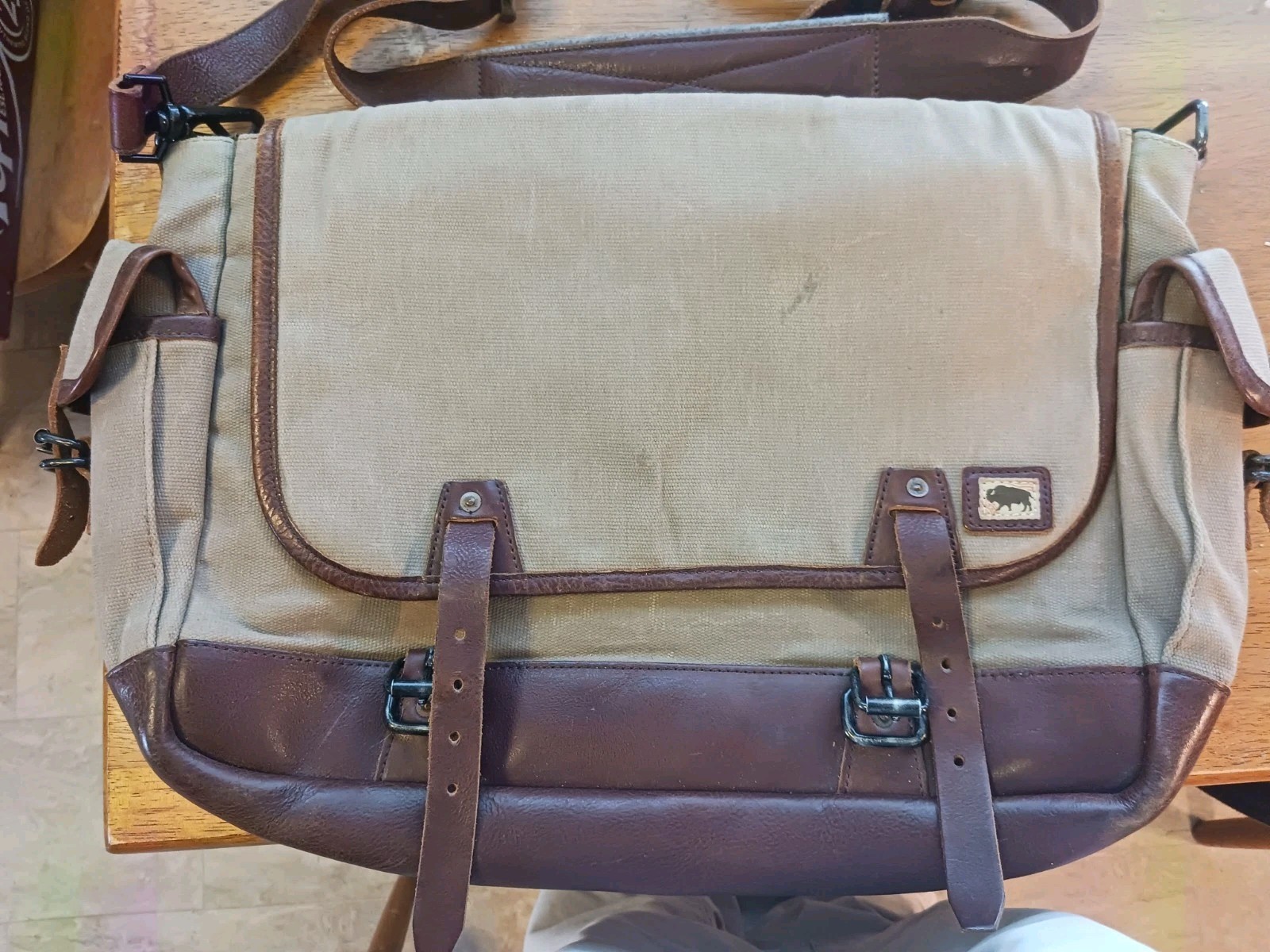 Buffalo Jackson Briefcase,Incredible Condition Leather And Waterproof Canvas