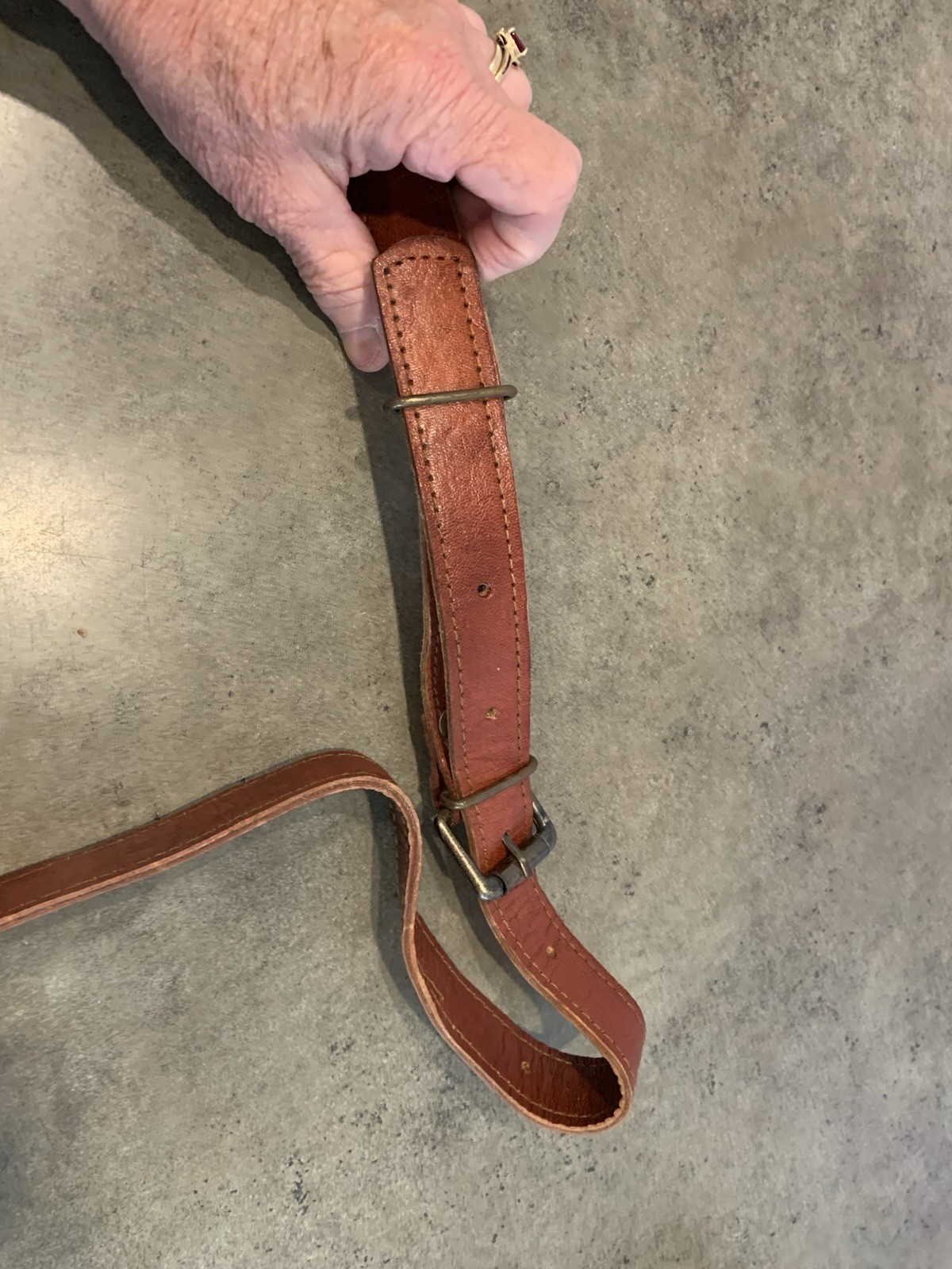 Leather Satchel Cross Body Shoulder Strap Top Handle Canvas Lined Durability EUC