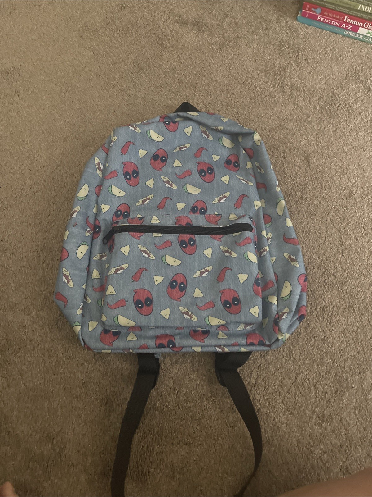 DEADPOOL Tacos & Chimichangas Canvas BACKPACK, Rare◇Denim Blue