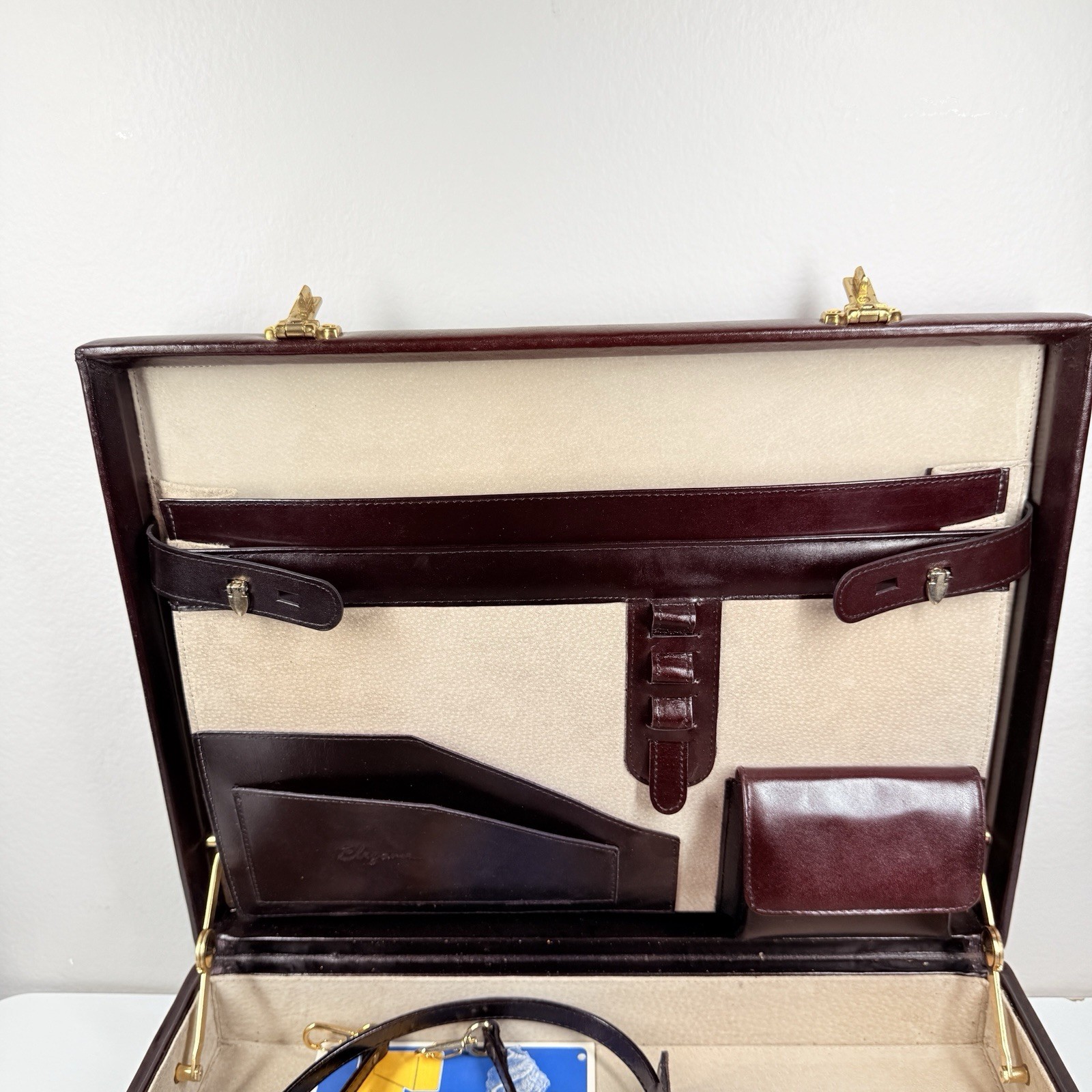 Amiet Burgundy/Maroon Leather Briefcase Combination Locks 17×13” With Tags