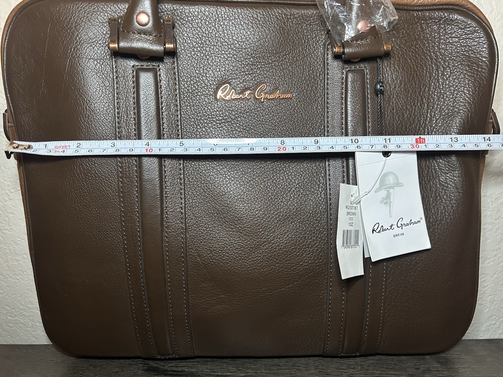 *NWT Robert Graham Brown Two Tone Roman Leather Professional Messenger Briefcase