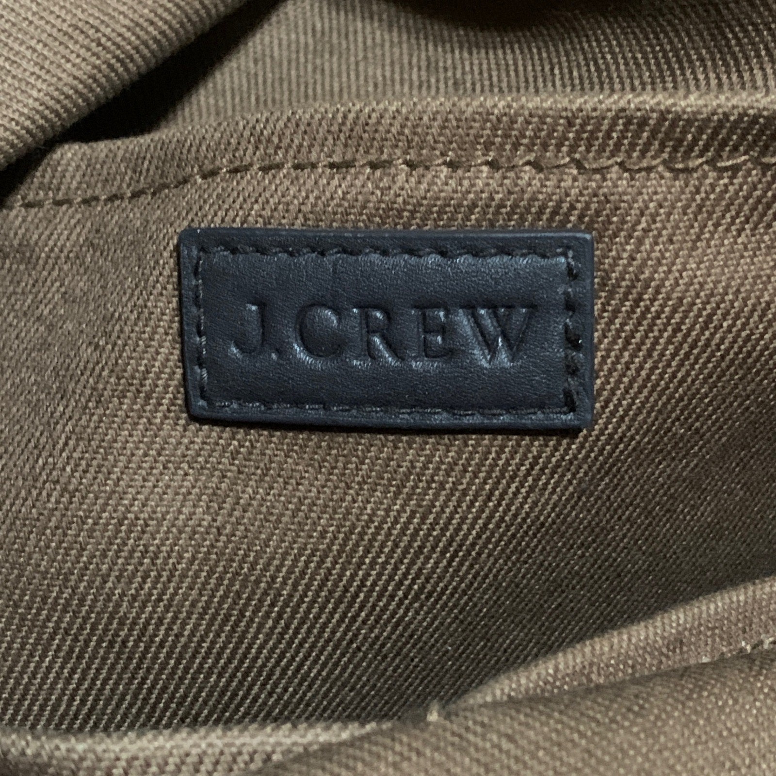 J. Crew Brown Canvas Messenger Bag Leather Trim Crossbody Satchel RN77388 Faw