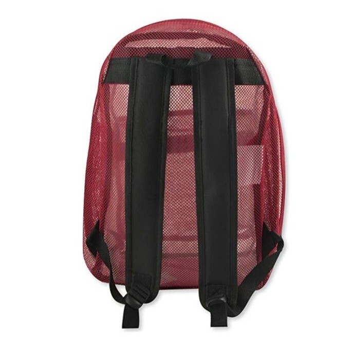 Red Mesh Backpack Transparent See Through Backpack with Padded Straps