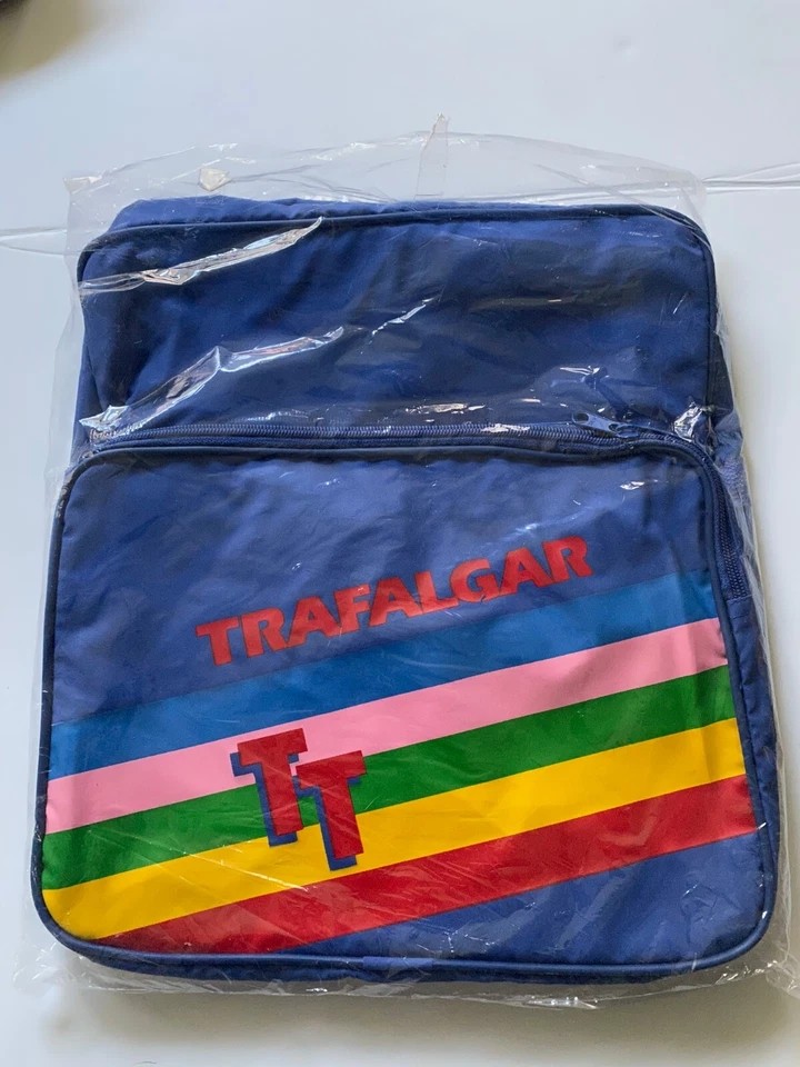 Vtg Trafalgar Tours Europe Nylon Rainbow Messenger Shoulder Bag 80s rainbow Rave
