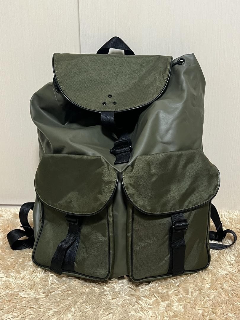 PORTER PVC Backpack Military Style Olive Green 40x42x12cm Nylon PVC Material