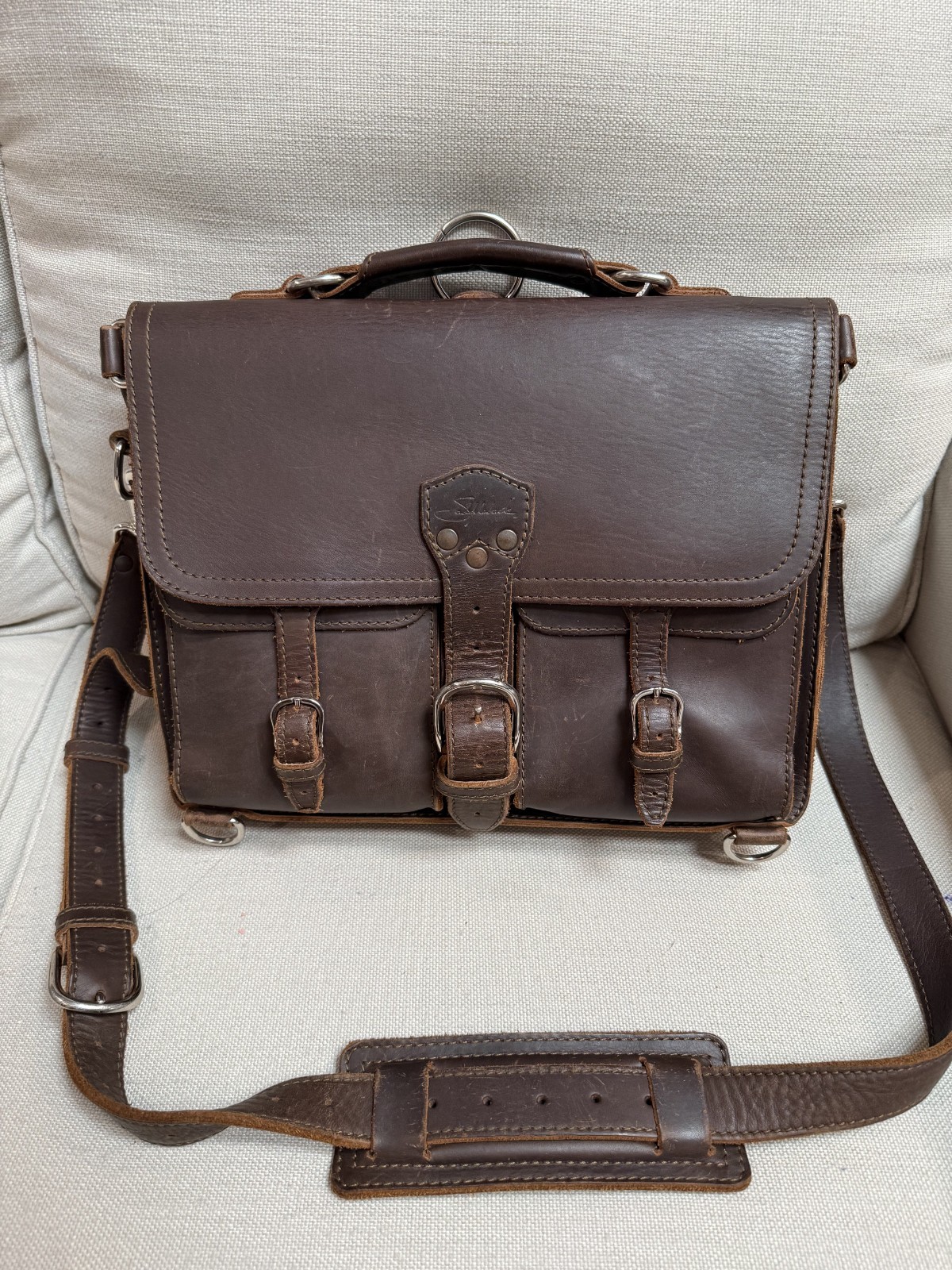 Saddleback Leather Co. Large Front Pocket Leather Briefcase in Dark Coffee Brown