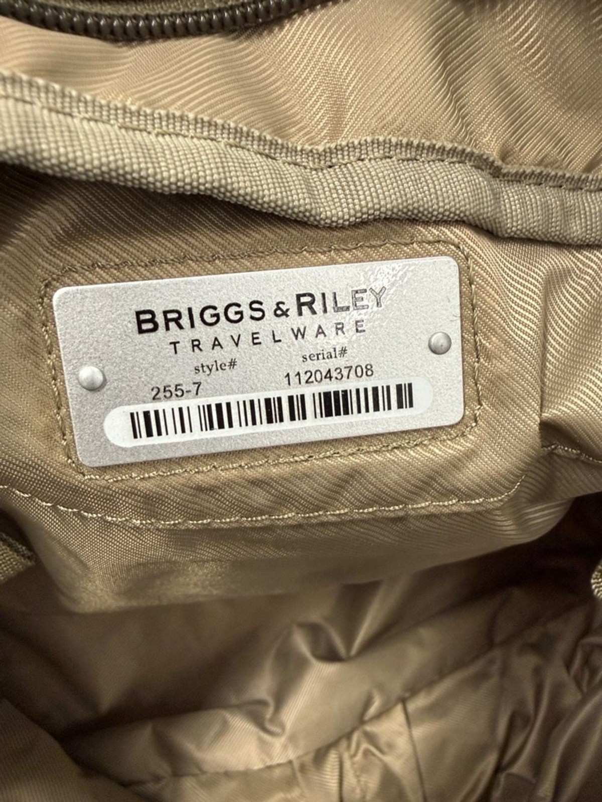 Briggs & Riley Travelware Large Shopping Tote Bag Olive Green Tan 255-7