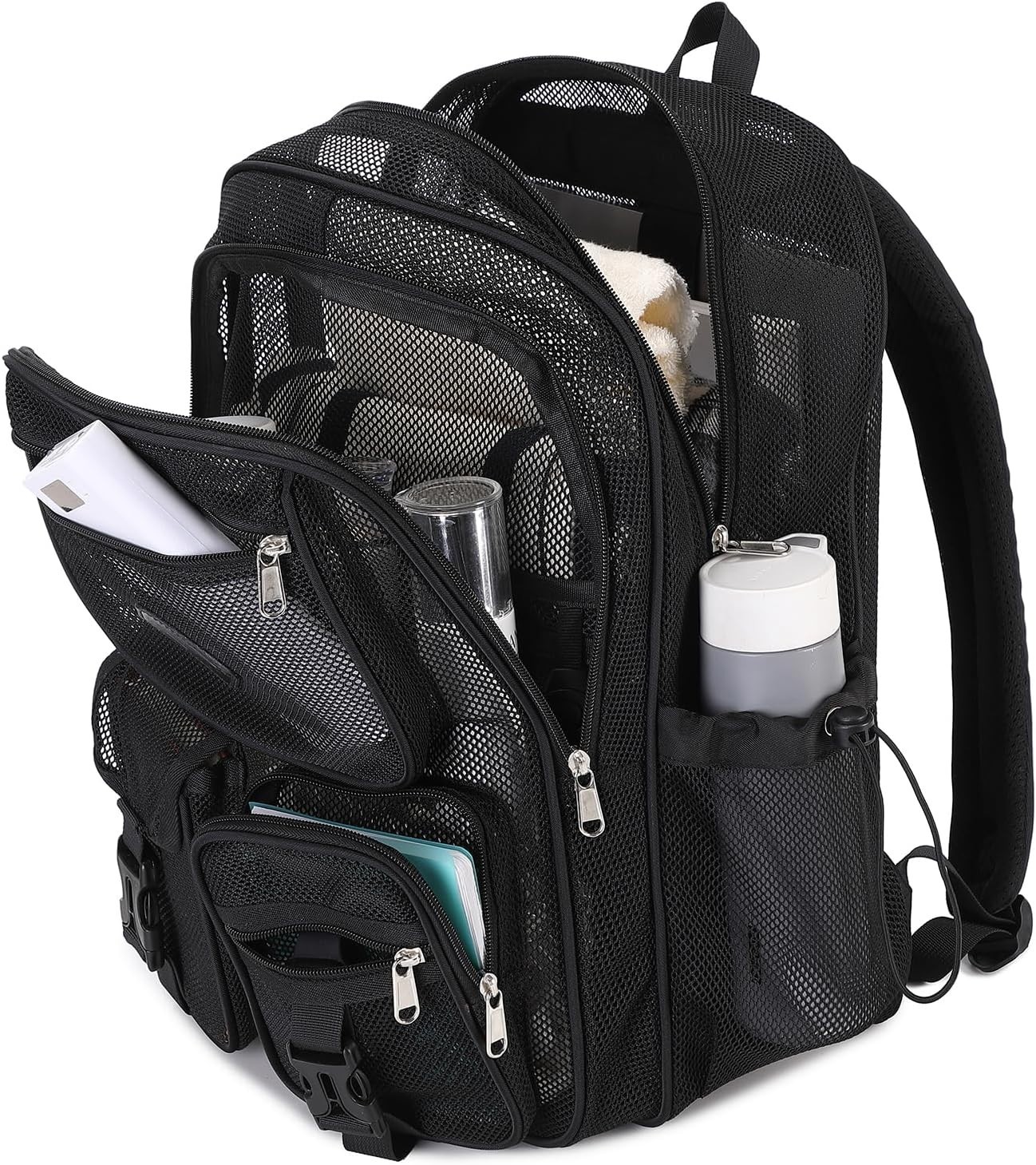 Breathable Semi-Transparent Mesh Backpack with Padded Straps for School & Sports