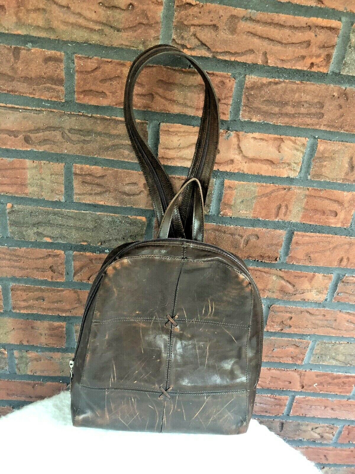 Vintage Leather Backpack Convertible Knapsack Sling Ruck Sack Zip Rucksack Aldo