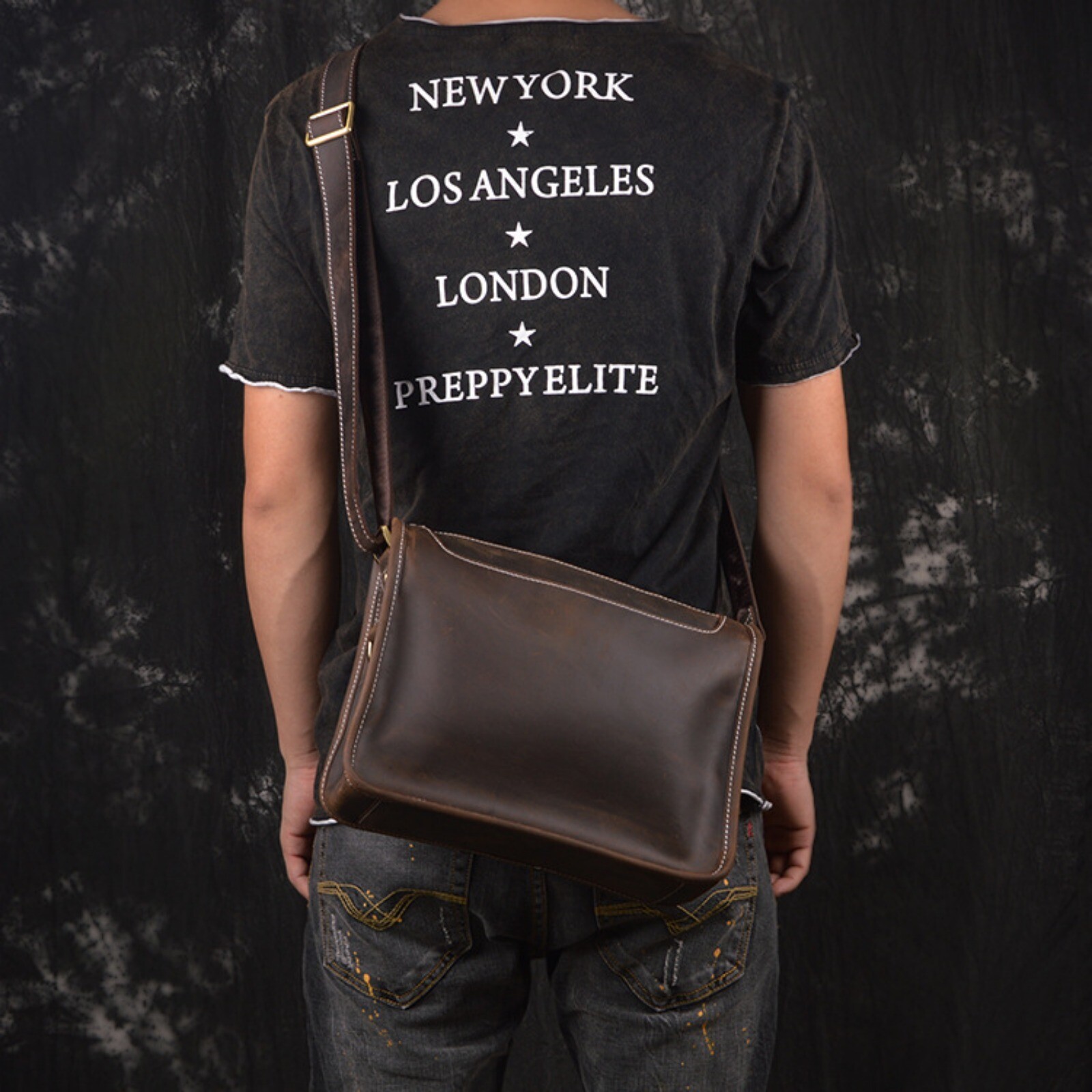 Men’s Leather Messenger Bag Crossbody Laptop Shoulder Satchel Business Handbag