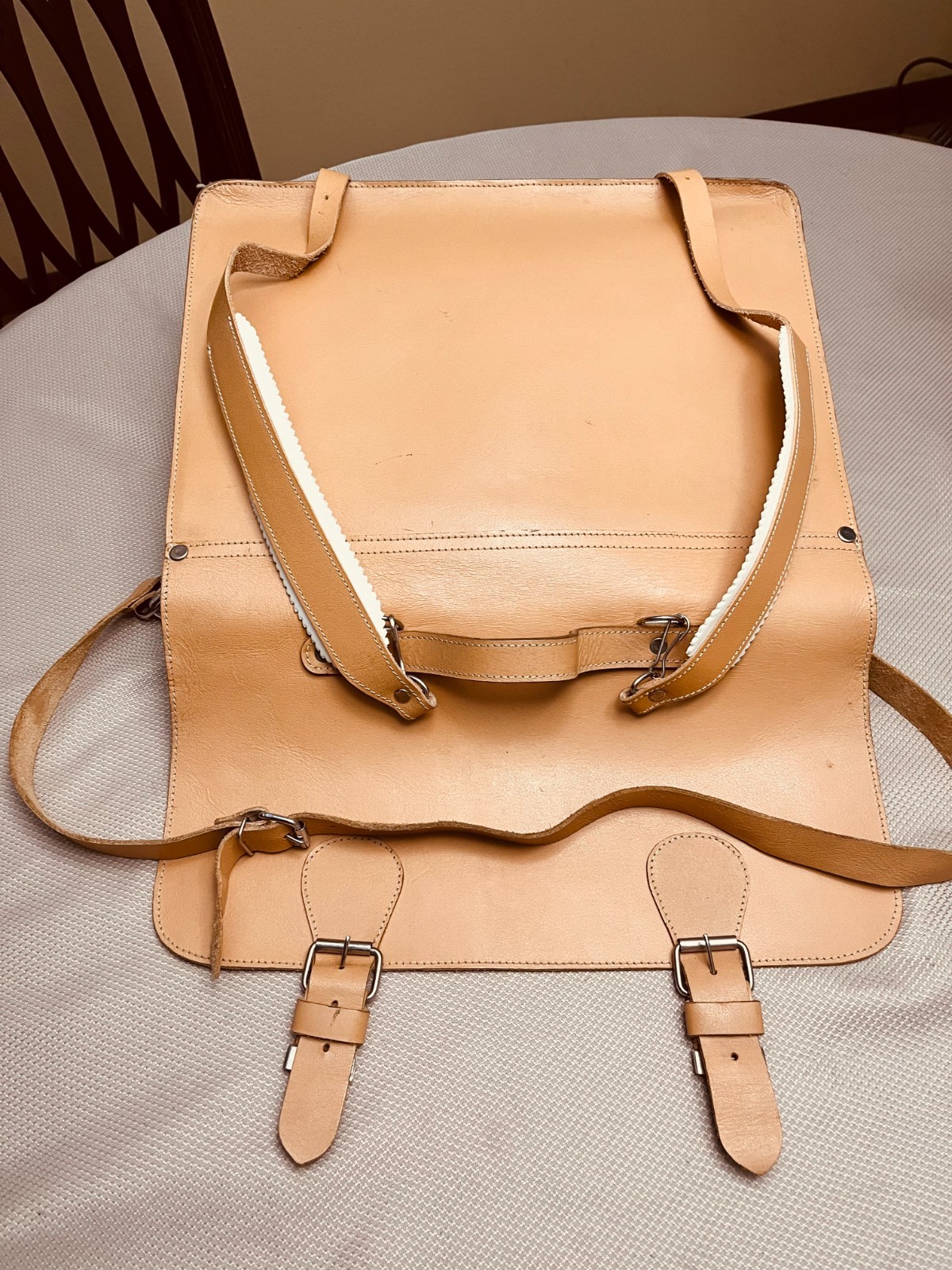 Natural Tan Saddle Leather Briefcase / Messenger Bag / Backpack – Germany
