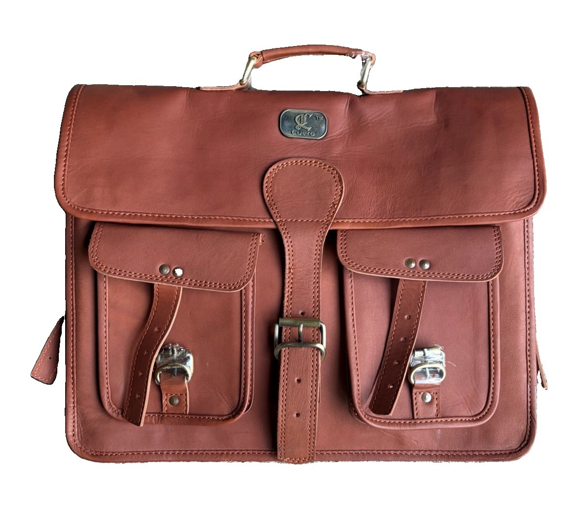 NEW Cuero Leather Messenger Bag Hand Made Satchel Laptop Work Bag Light Brown