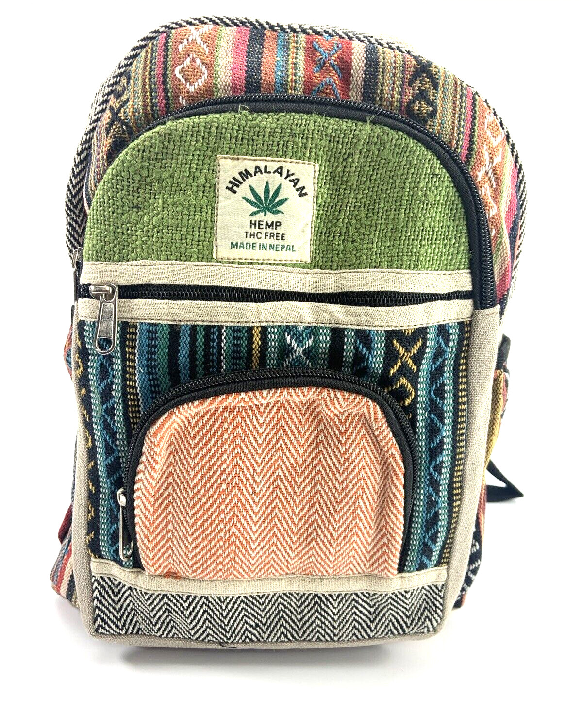 Himalayan Hemp THC Free Multi Color MEDIUM Handmade Backpack NWT