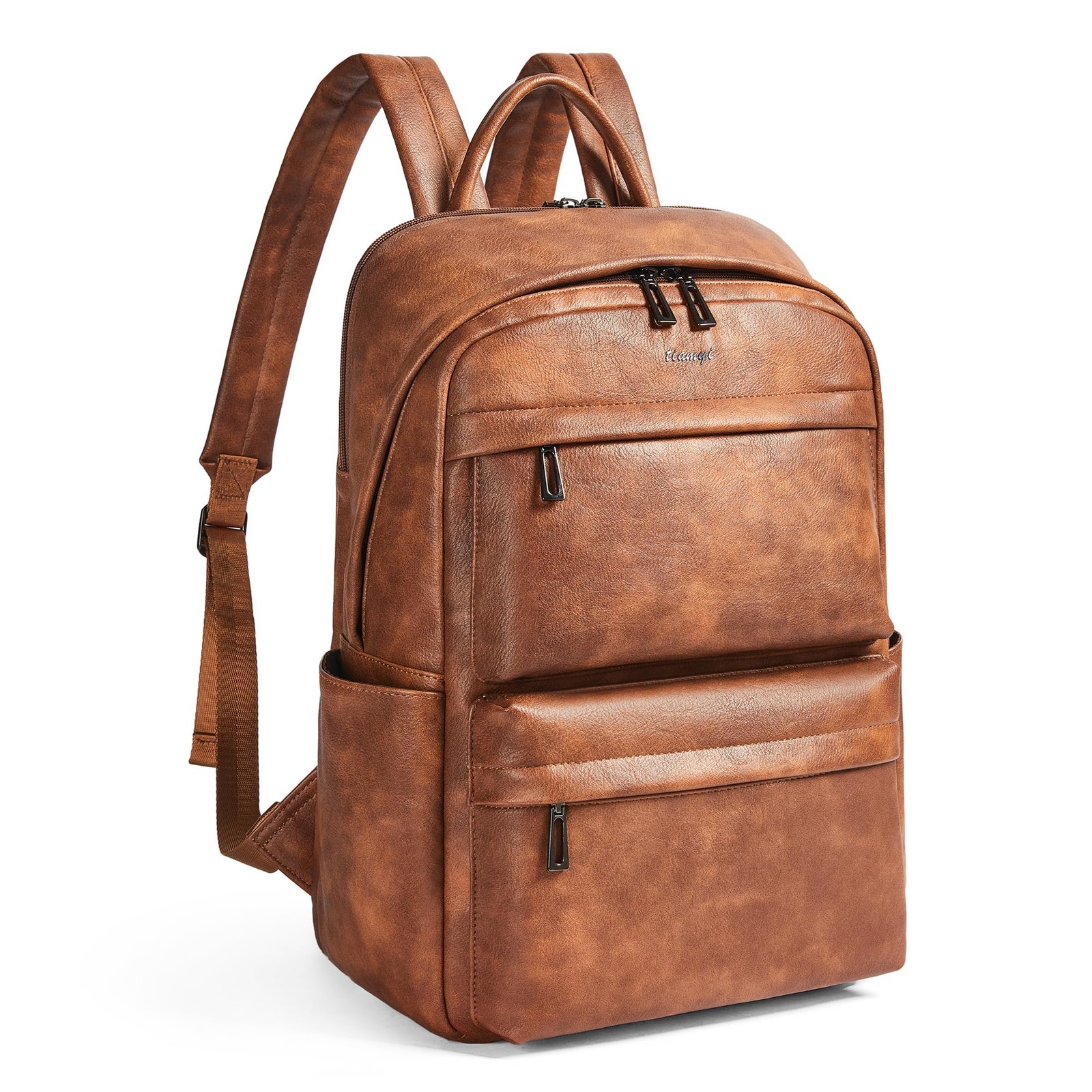 Vegan Leather Backpack for Women and Men, Fits 16.0 Inch Laptop, Multi-Pocket…