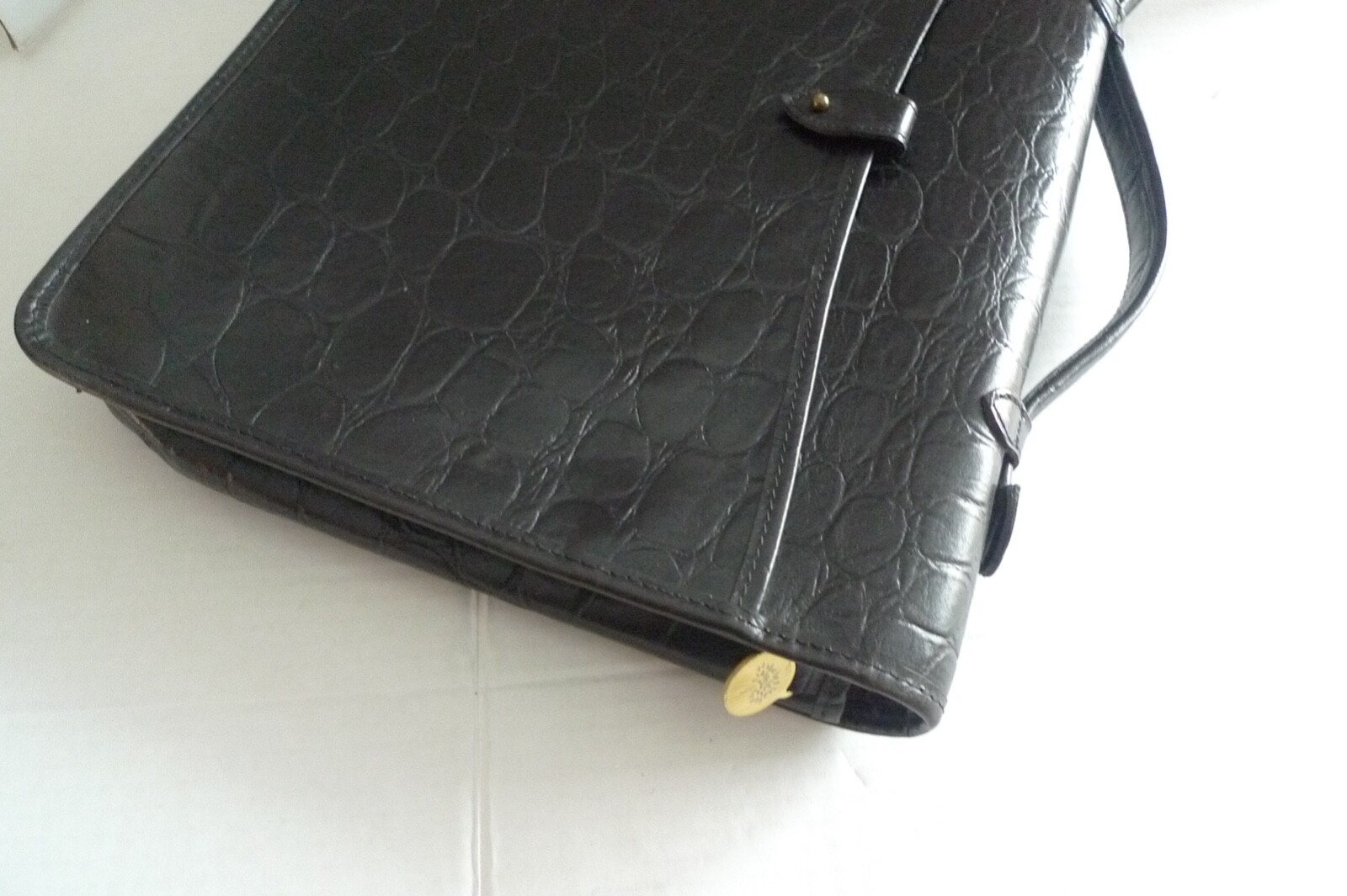 MULBERRY – LEATHER BRIEFCASE- ATTACHE – CROC PATTERN – MADE IN ENGLAND