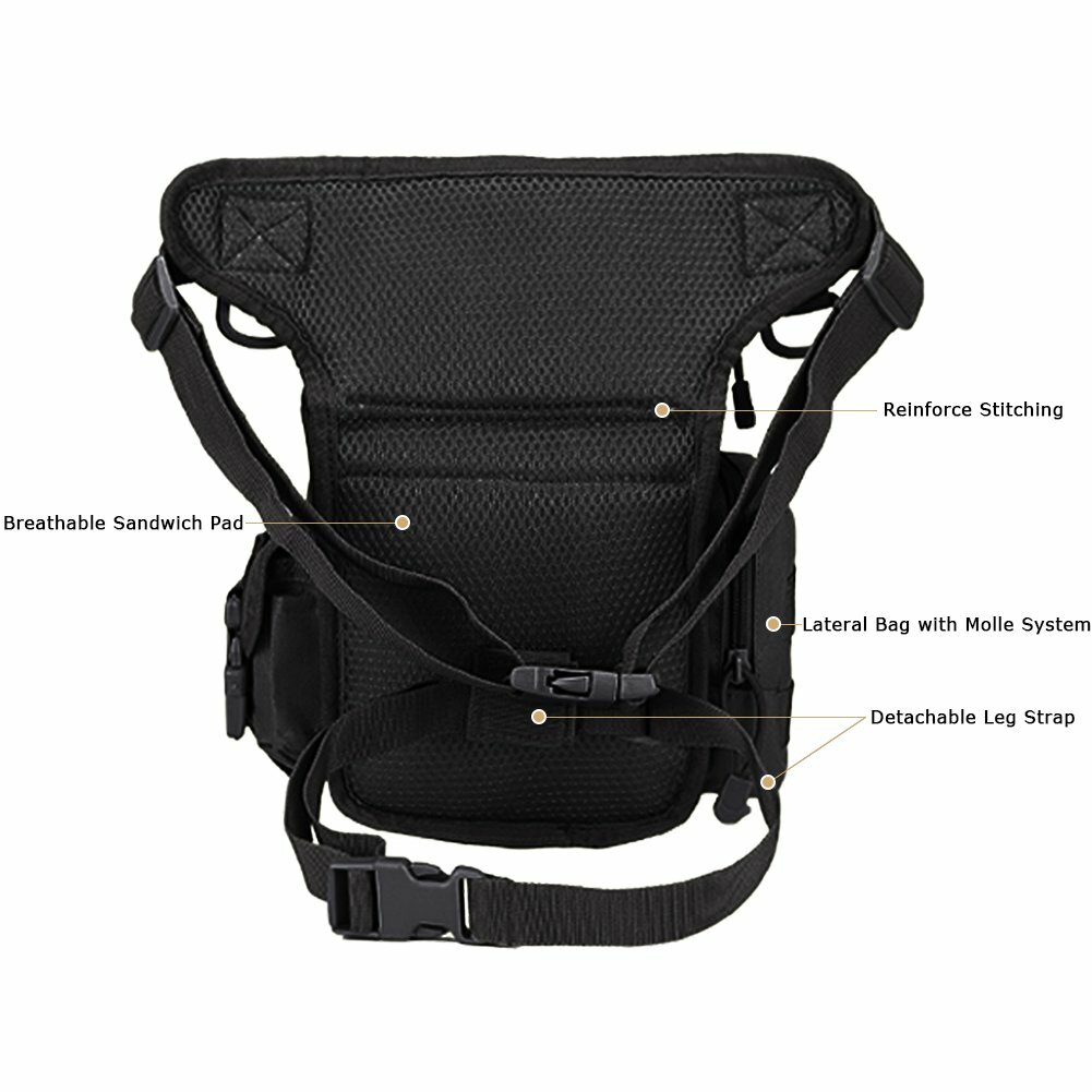 Mens Outdoor Adjustable Backpacks Drop Leg Bag Military Tactical Molle Pouch New