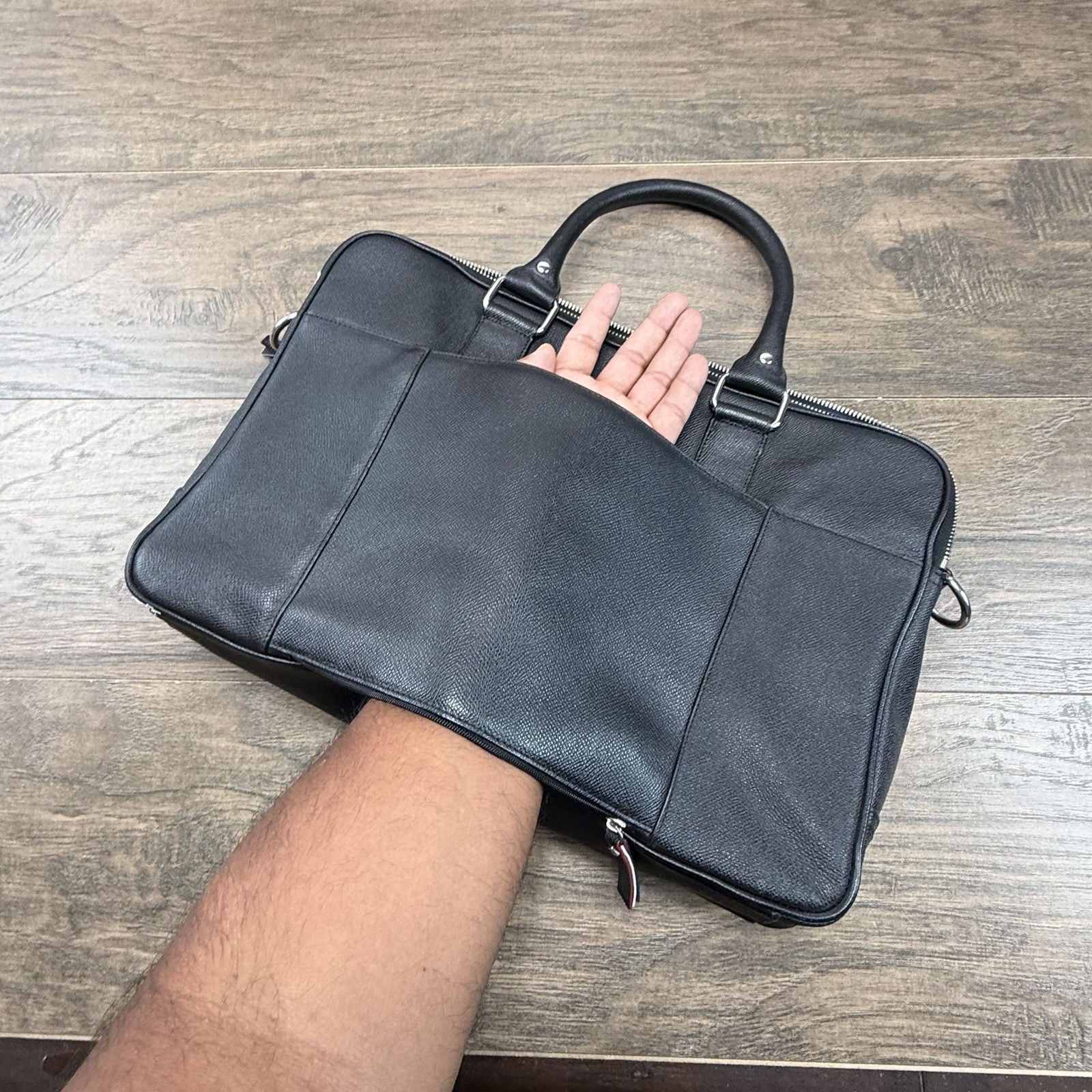 Cole Haan American Airlines Briefcase Black Pebbled Leather Travel Laptop Bag
