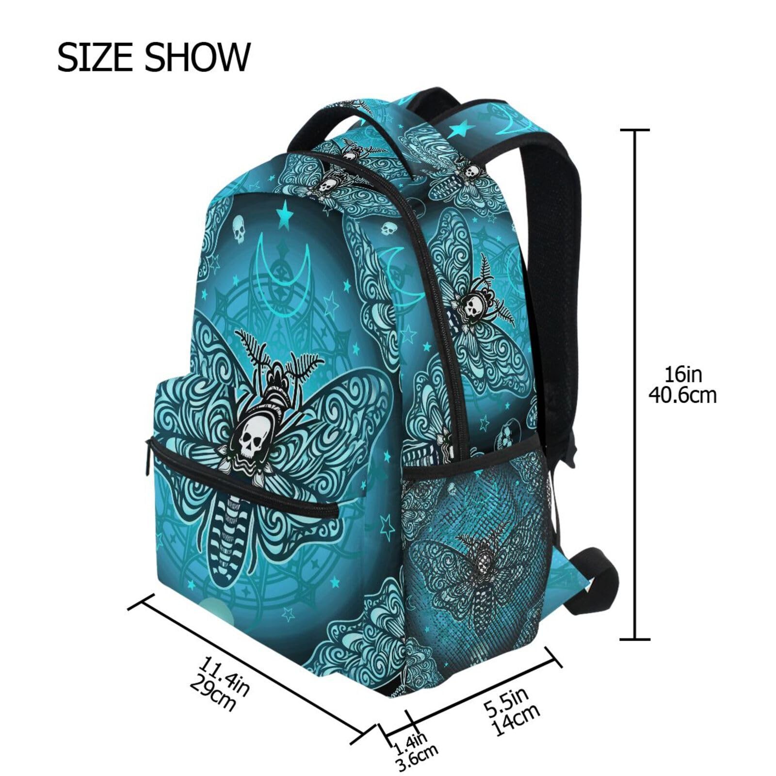 School Backpack Butterfly Skull Blue College Knapsack Laptop Rucksack Busines…