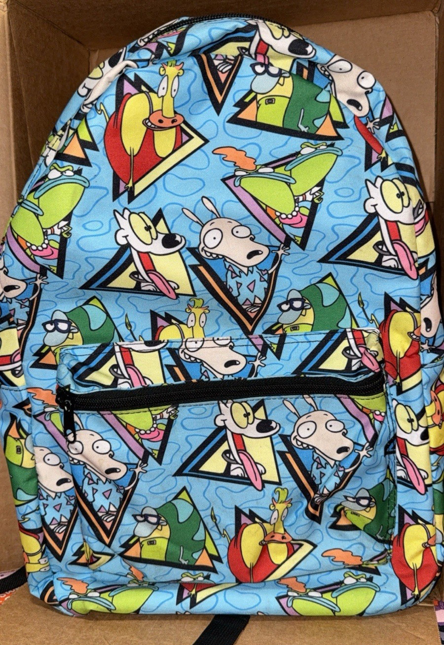 Nickelodeon Rocko’s Modern Life ALL OVER PRINT CANVAS BACKPACK PRE OWNED Y2K