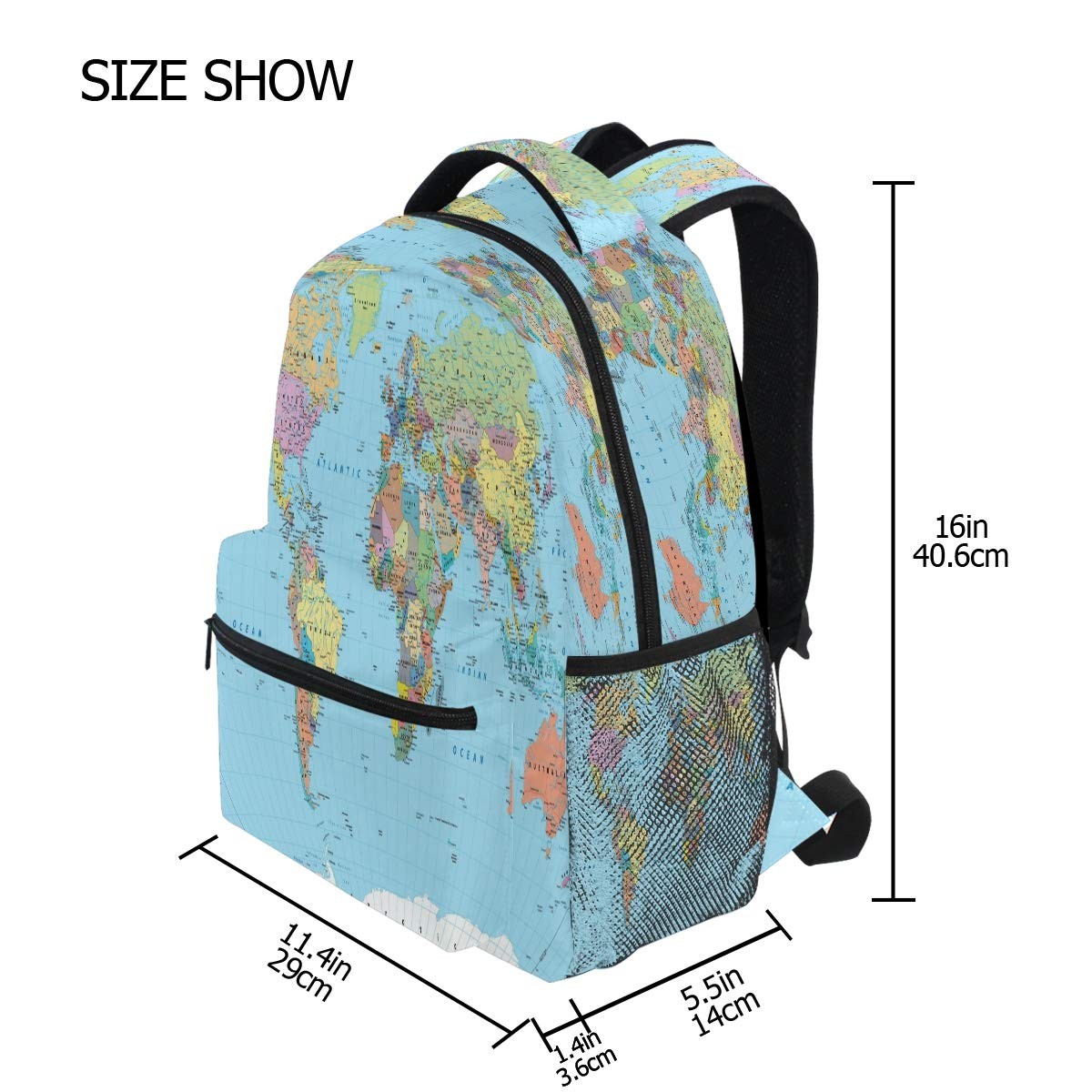 1 PC Globe World Map School Bag Student Backpack Laptop Rucksack For Teens