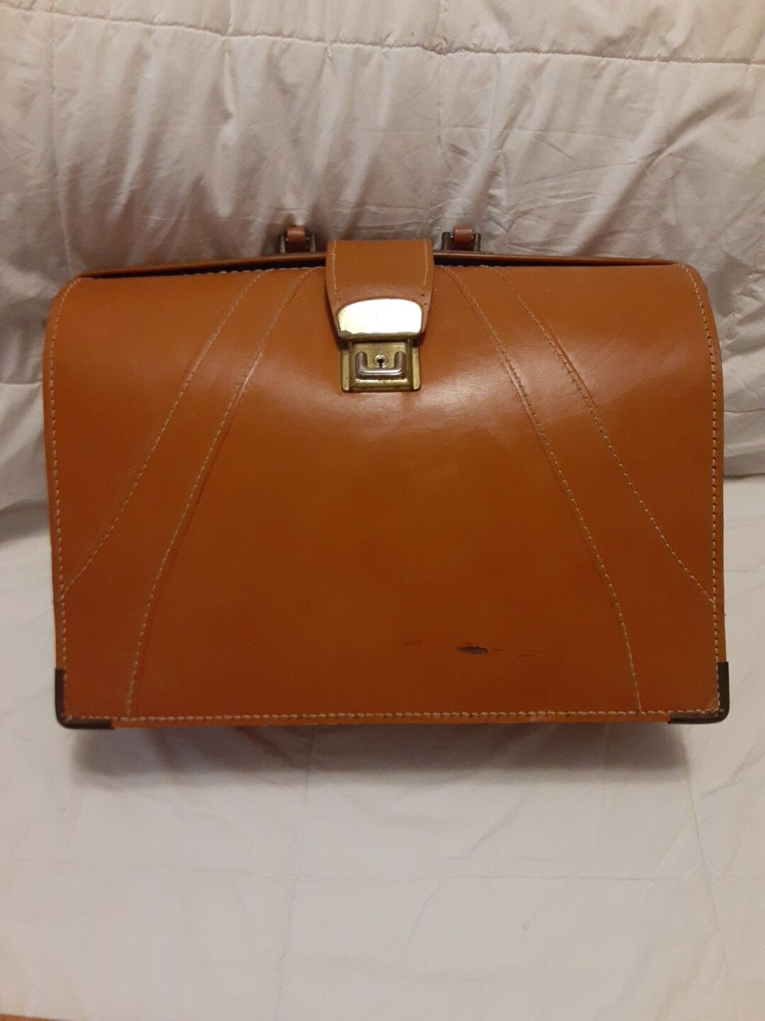 Vintage businessman Briefcase Split Cowhide Leather Doctor’s Bag no key 16x6x12″