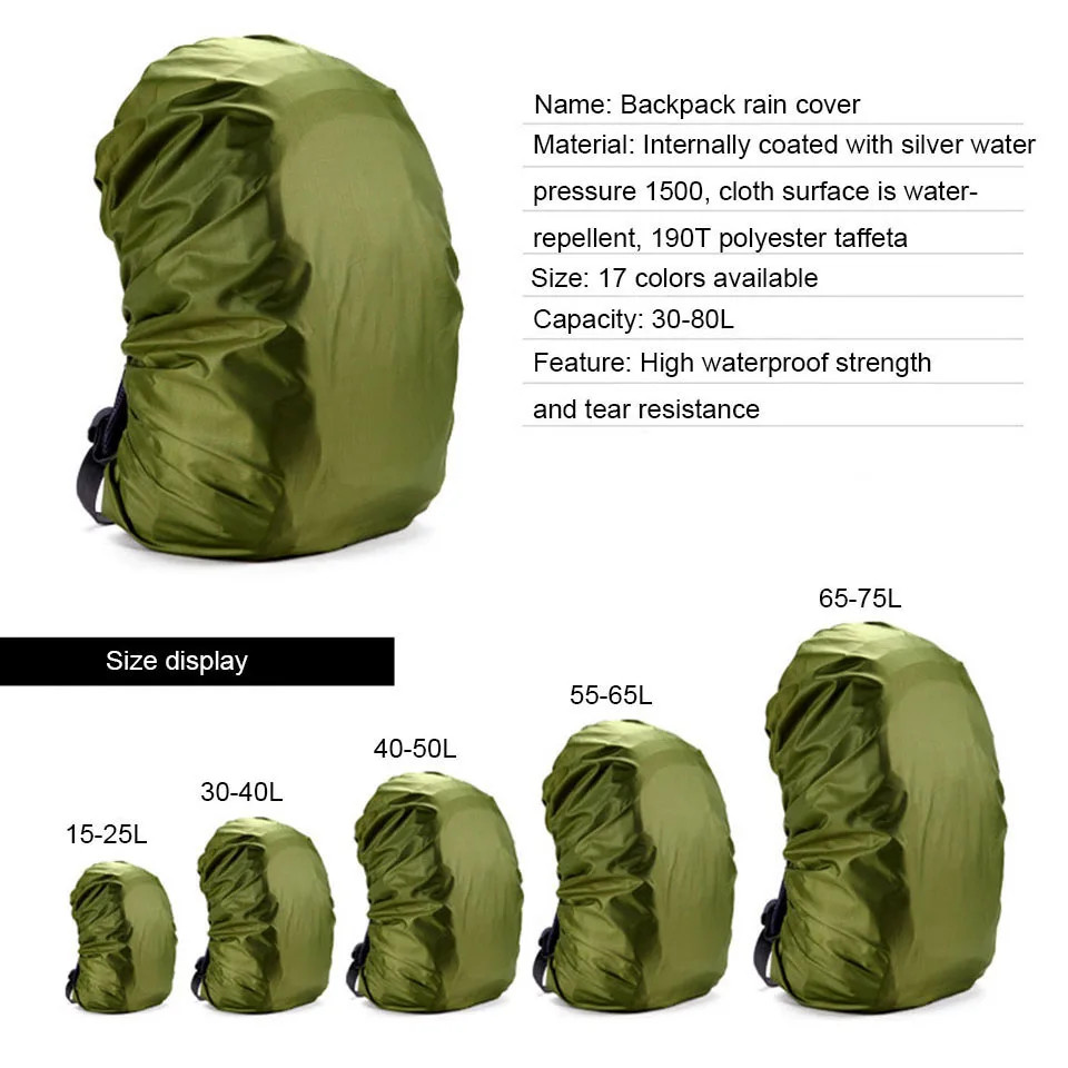 20–80L Waterproof Nylon Backpack Outdoor Camping Hiking Travel Dust Rain Cover