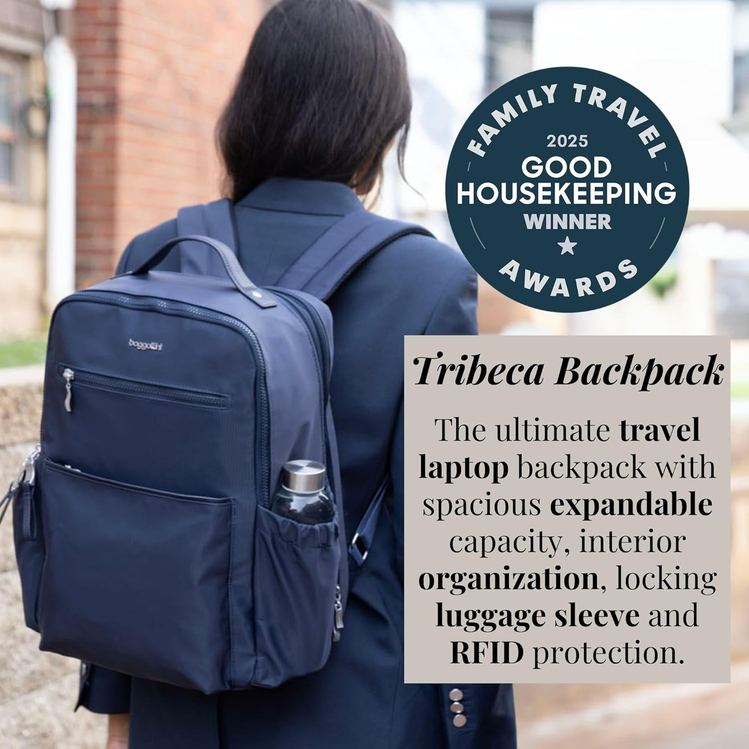 Tribeca Expandable Laptop Backpack – 15″X11″ Lightweight RFID Computer Bag for W
