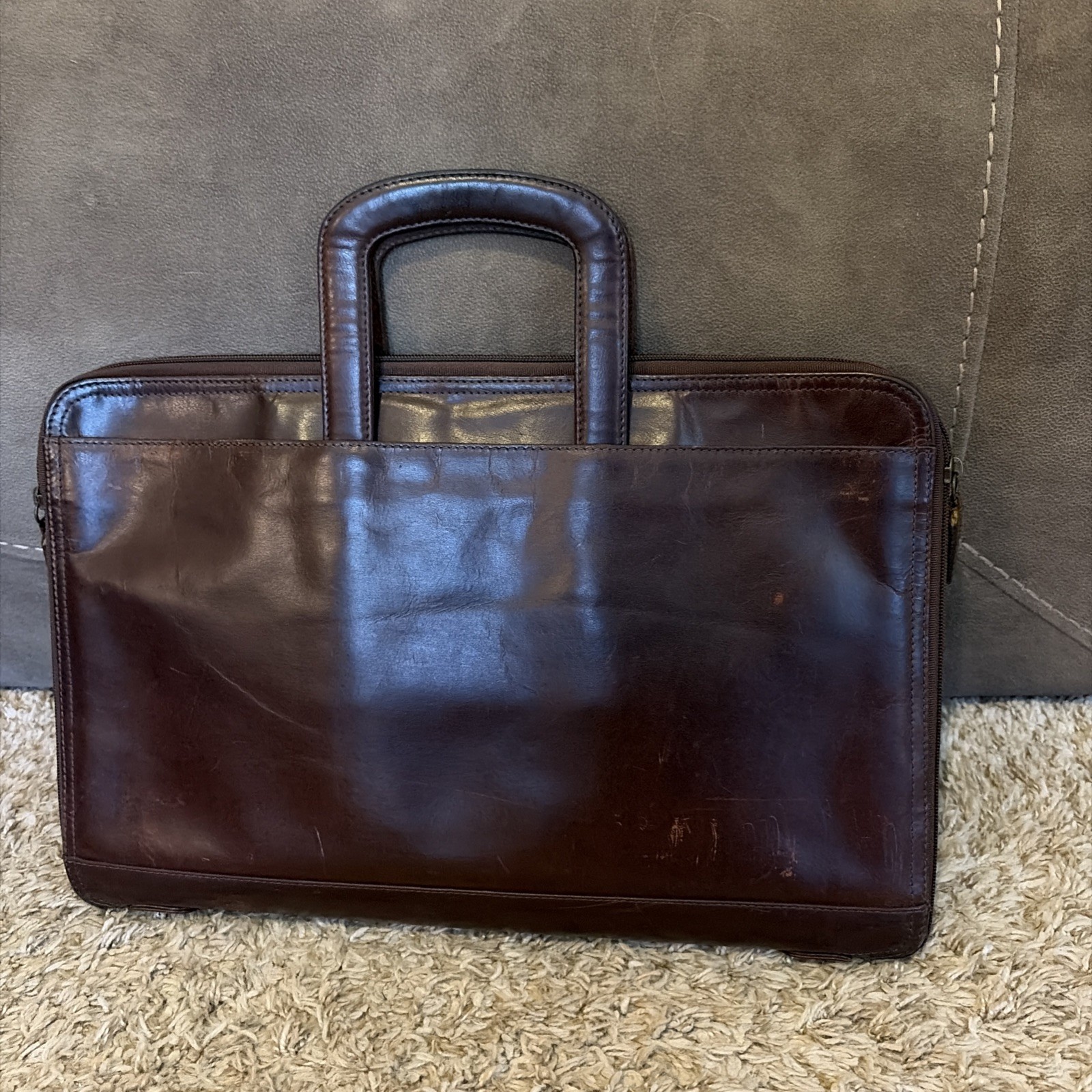 VTG Wilsons Leather Studio Brown Leather Briefcase 16” Bag Dual Handles