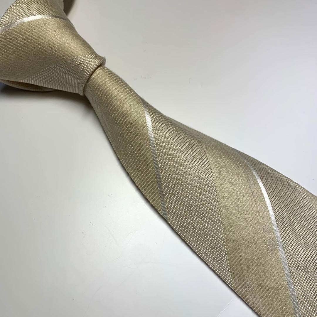 LUIGI BORRELLI Tie White Beige 8cm Width Made in Italy