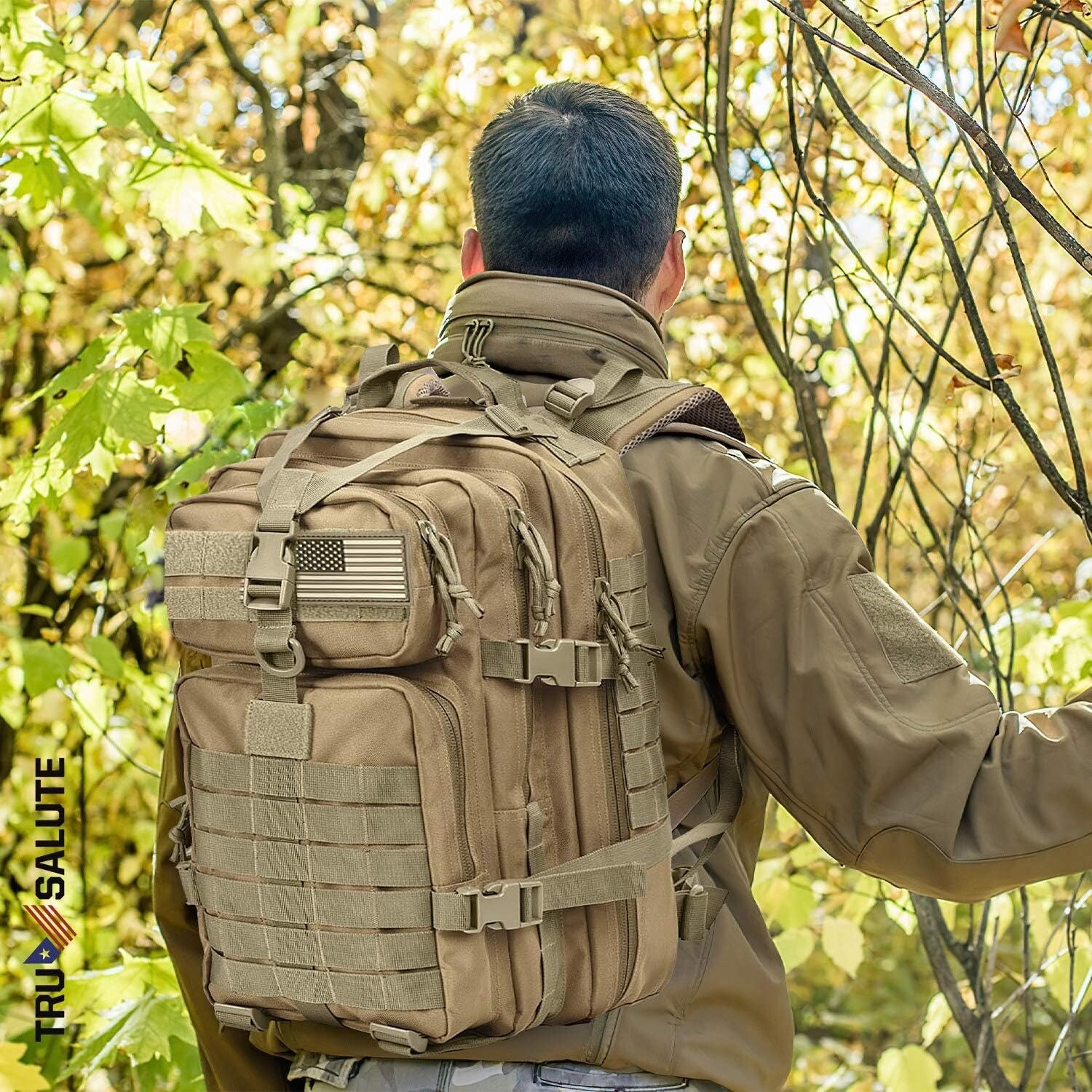 Military Tactical Backpack 45L Large Army Assault Pack Molle Bag Rucksack Khaki