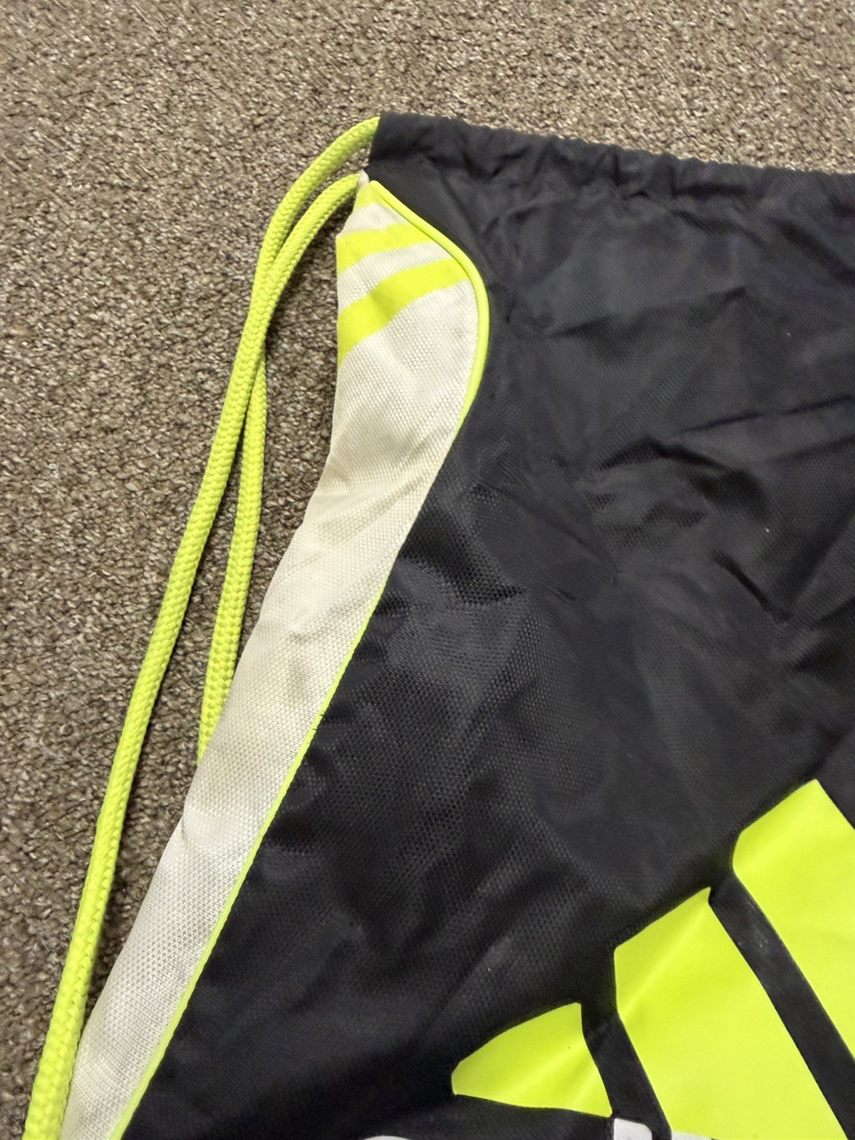 Adidas Drawstring Sackpack Black & Neon Green Backpack Gym Bag SKU:O