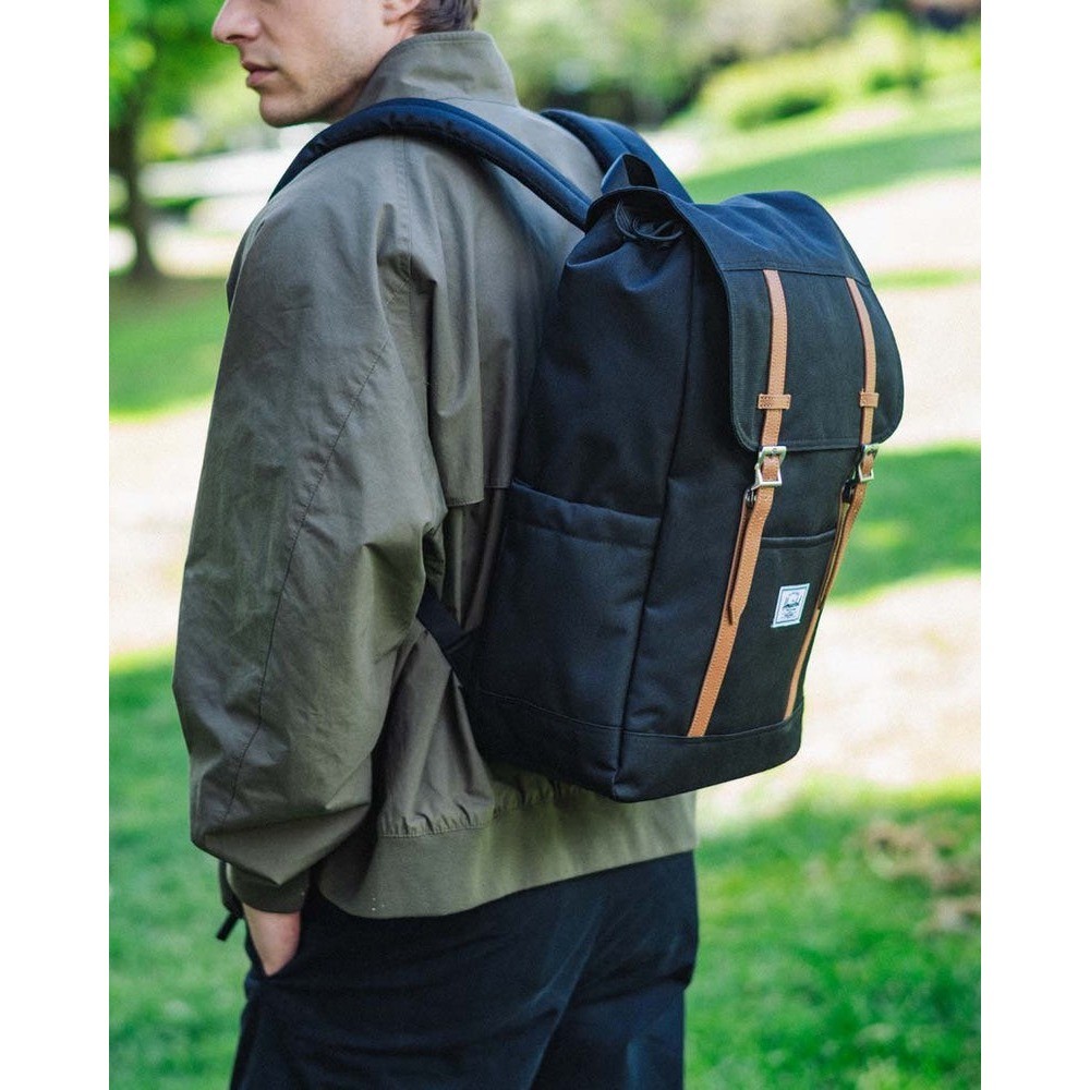 Herschel Retreat Backpack Black Brown Laptop Travel School Bag