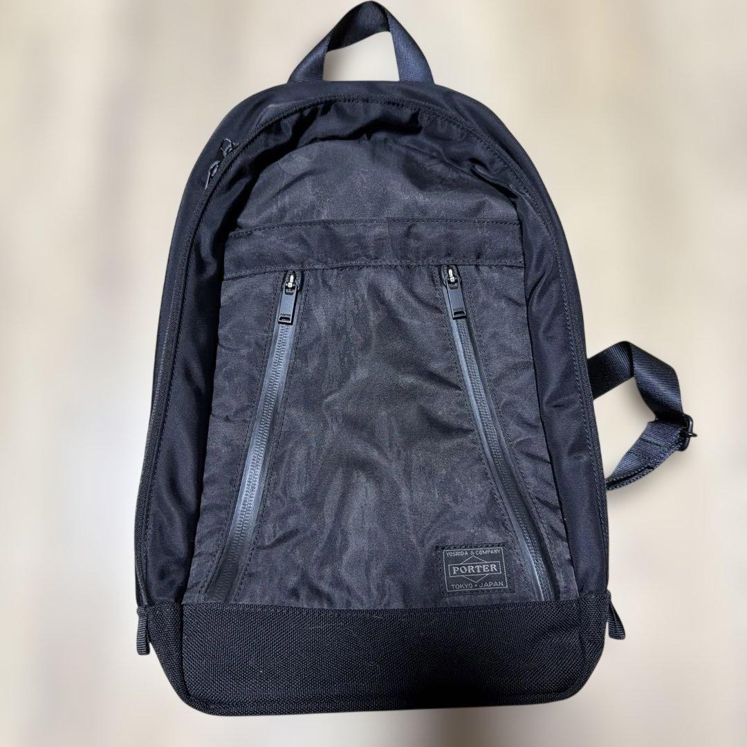 Yoshida Porter Monotone Real Tree Pattern Sling Shoulder Bag Black Excellent