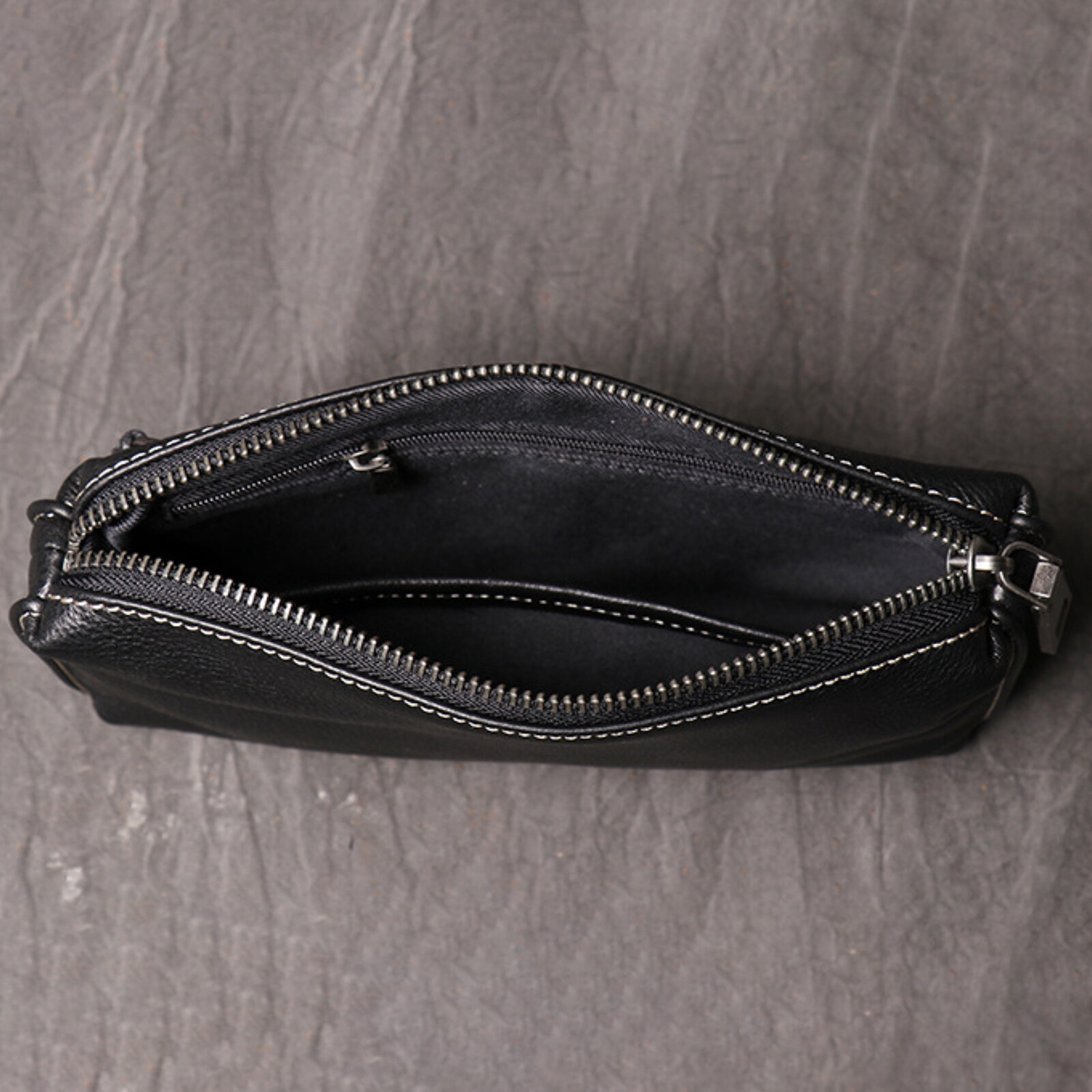 Mens Leather Wristlet Wallet Clutch Bag Zippered Organizer Multiple Pockets
