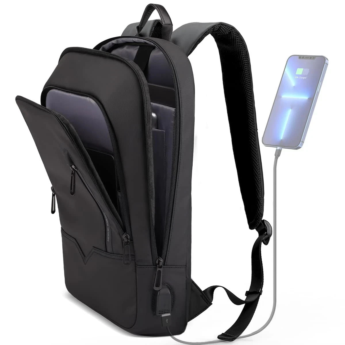 Business Backpack for Men, 15.6 Inch Slim Lightweight Laptop Backpack with US…