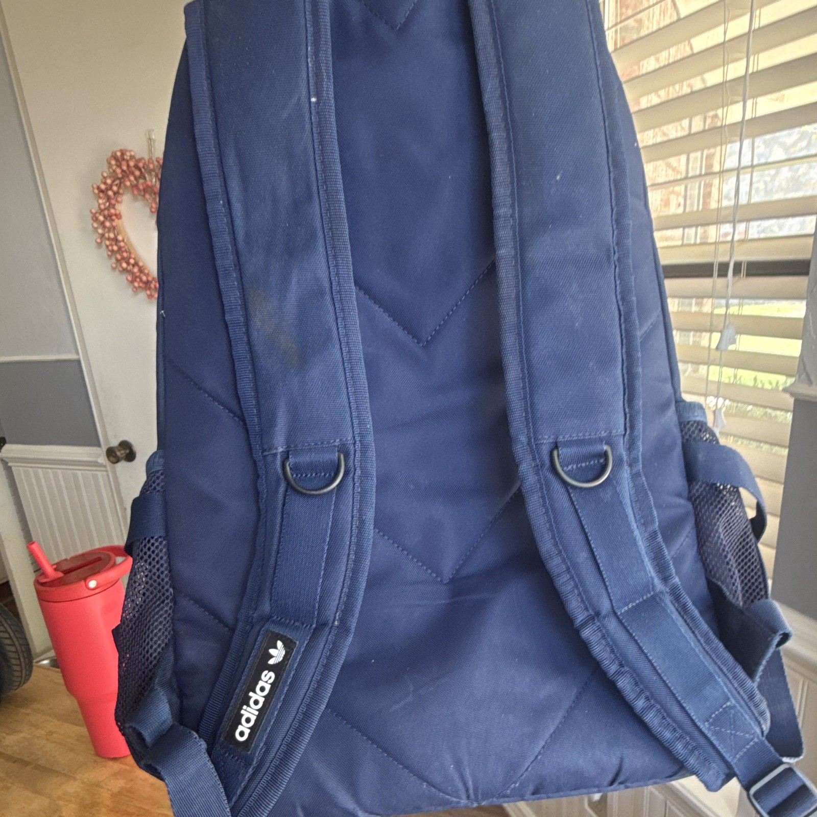 adidas Blue Solid Backpack, Zip Closure, Adjustable Straps, Outer Pockets