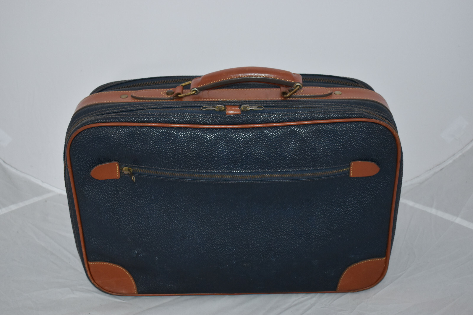 Mulberry Blue Scotchgrain Leather Satchel Briefcase Holdall Weekend Bag Unisex