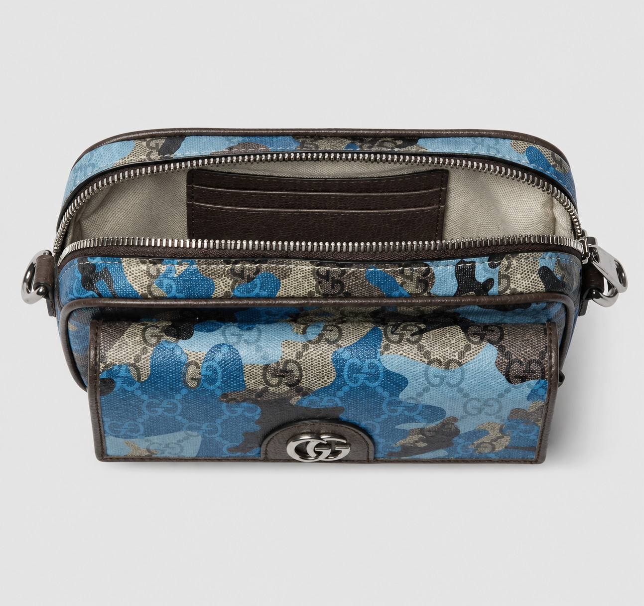 Gucci GG Blue Camo Mini Crossbody Bag Double G Shoulder Bag Authentic